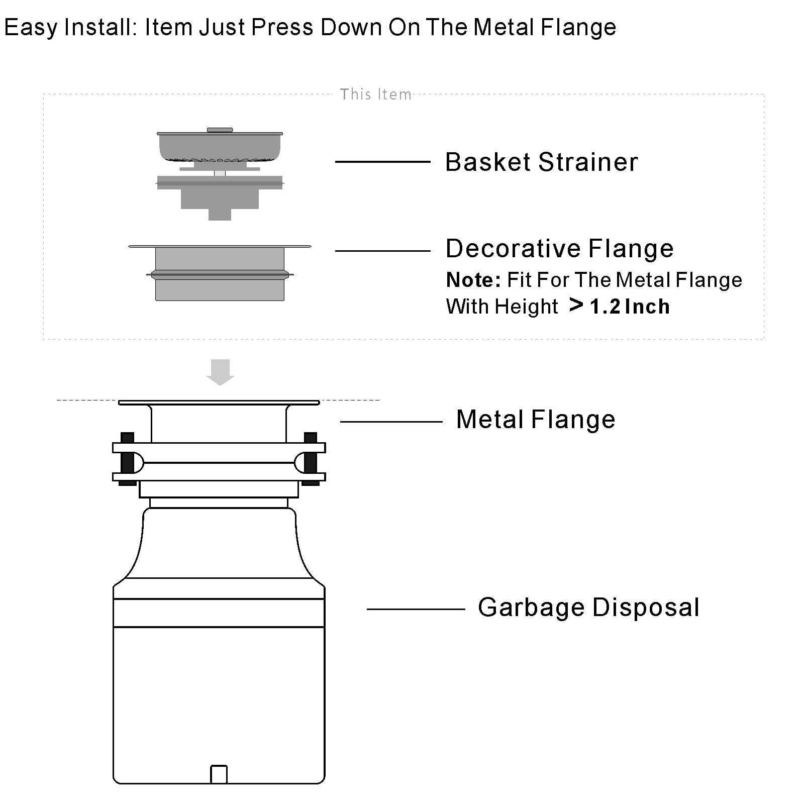 GZILA Garbage Disposal Strainer and Stopper with Decorative Disposal Flange in Black  Fit 3.5 Inch Standard Drain Hole