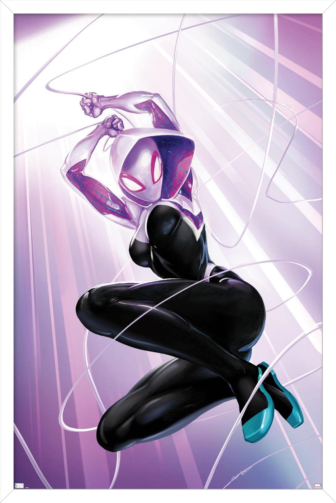Trends International Marvel Comics - Ghost Spider - Ghost Spider #1 Wall Poster, 14.72'' X 22.37'', White Framed Version
