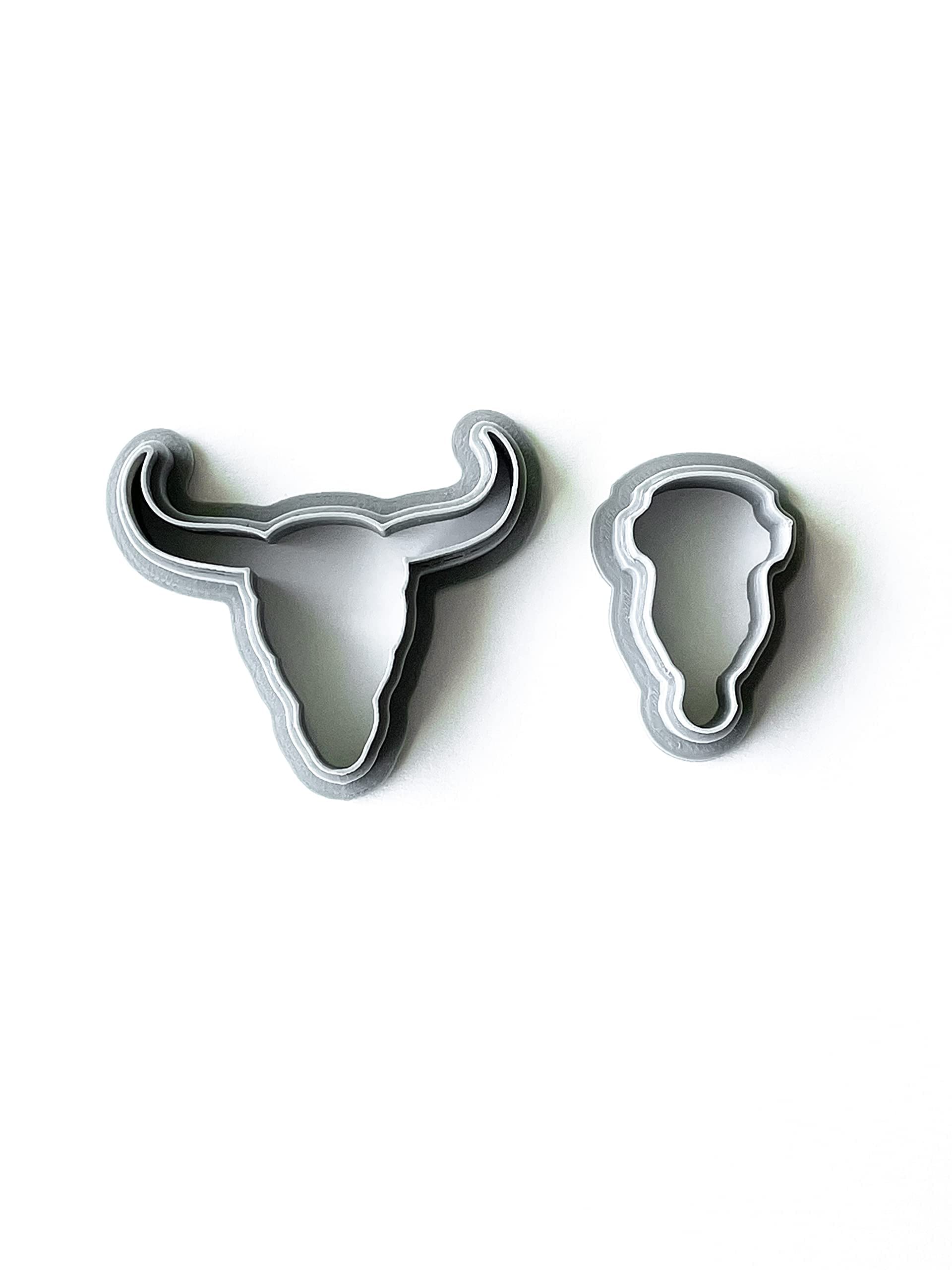 Polymer Clay Cookie Cutters - The Clayful Co Bessie Cow Skull Pack Set Of 2 - Plastic Cutter For Jewelry And Earring Shapes