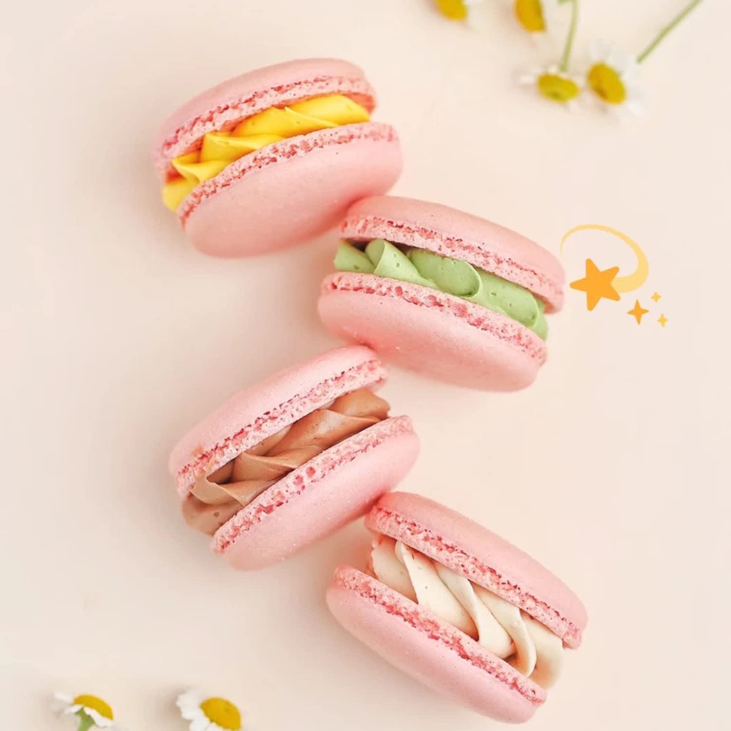 Sijiangmold 6-Cavity 3D Macaron Hamburger Silicone Molds Macaron Fondant Mold For Cake Decorating Cupcake Topper Chocolate Candy