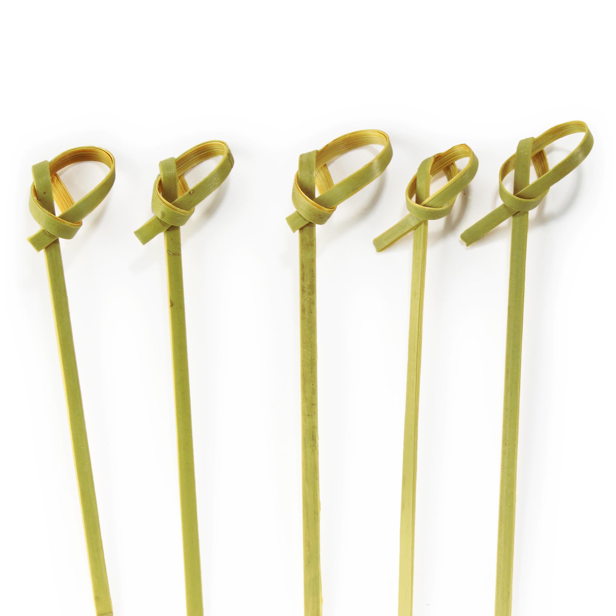 Bamboomn 3.5'' Green Knot Knotted Bamboo Cocktails Hors D'Oeuvres Fruit Sandwich Skewers Picks For Catered Events, Holiday'S, Re