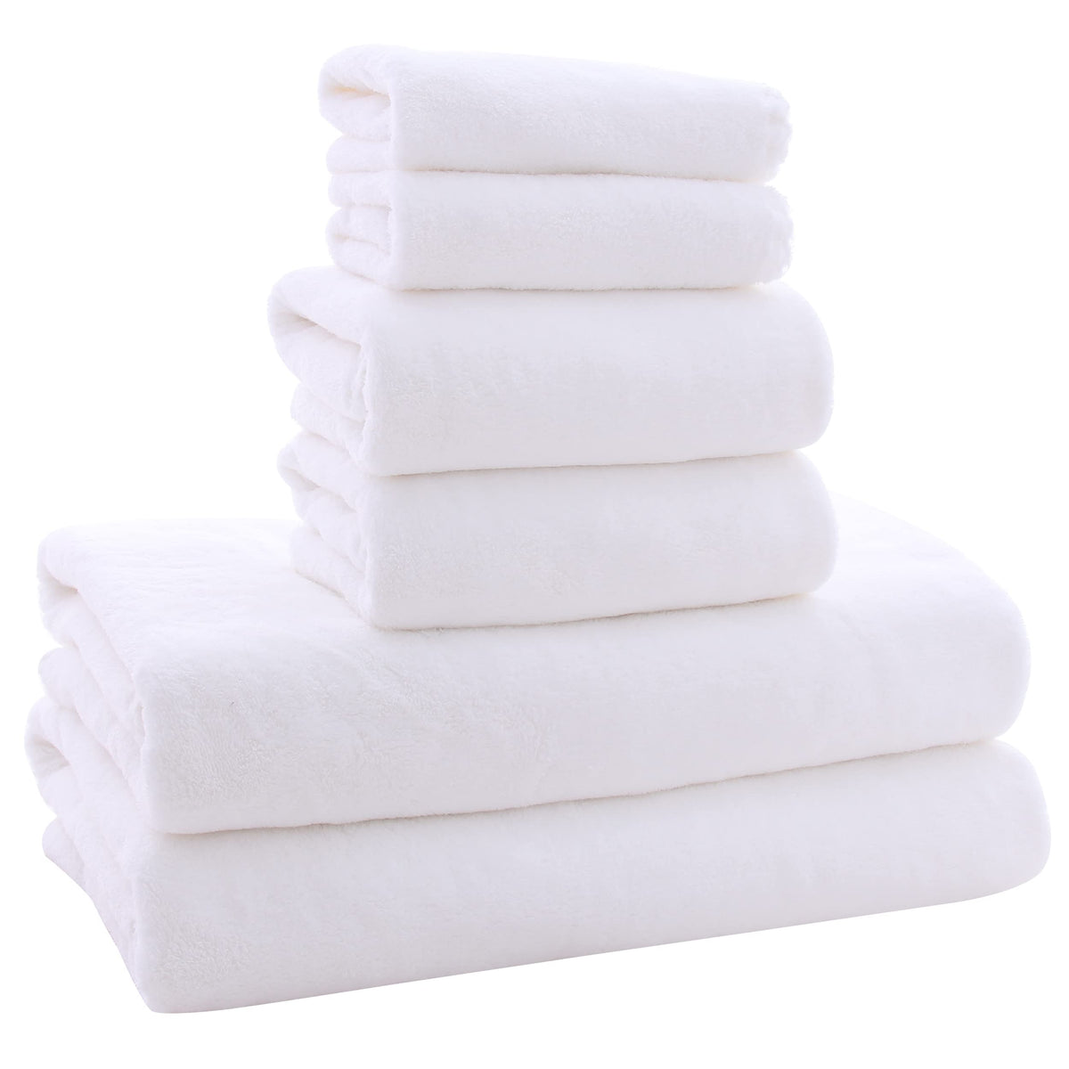Moonqueen Ultra Soft Towel Set - Quick Drying - 2 Bath Towels 2 Hand Towels 2 Washcloths - Microfiber Coral Velvet Highly Absorb
