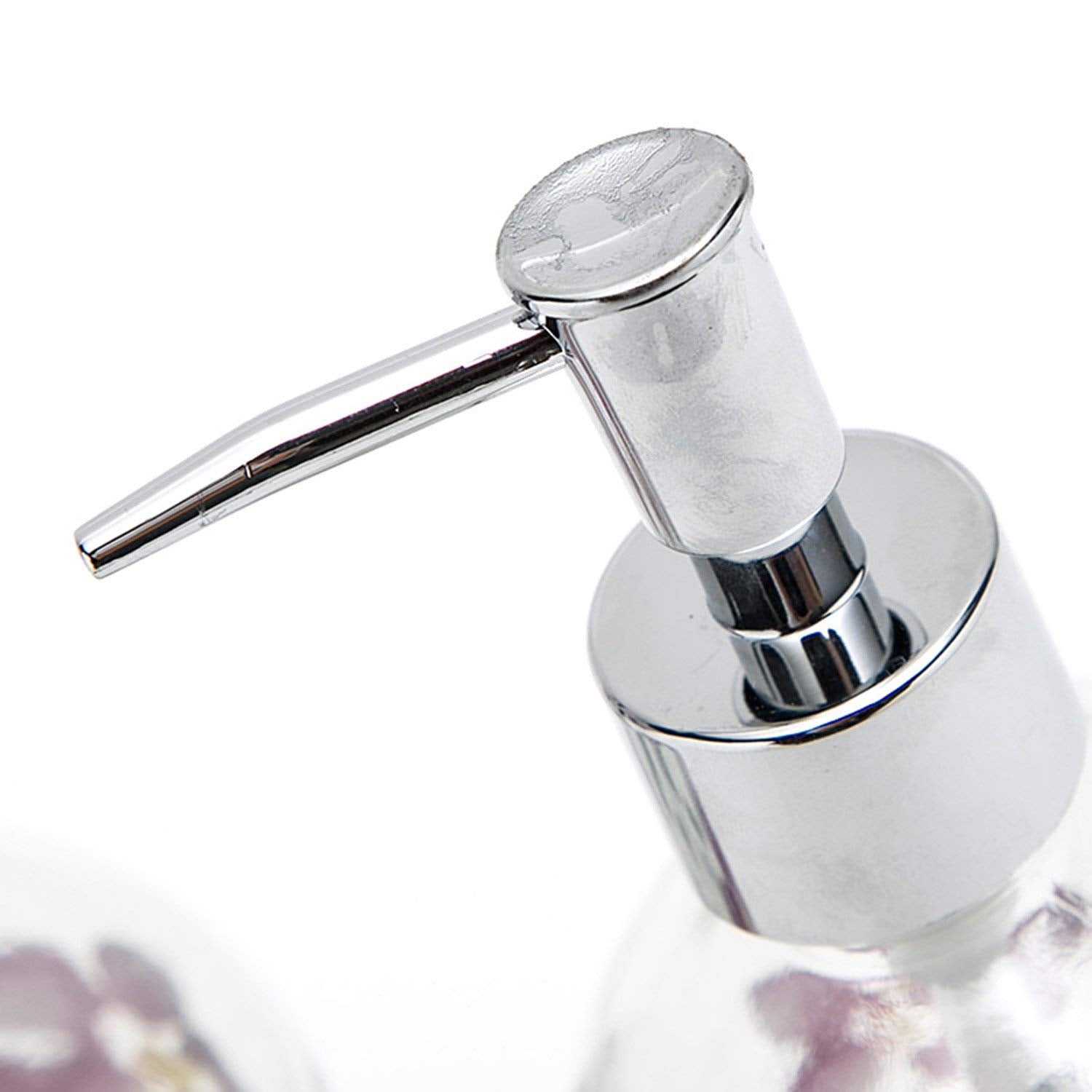 17Oz Flower Glass Soap Dispenser Bottle With Plastic Pump
