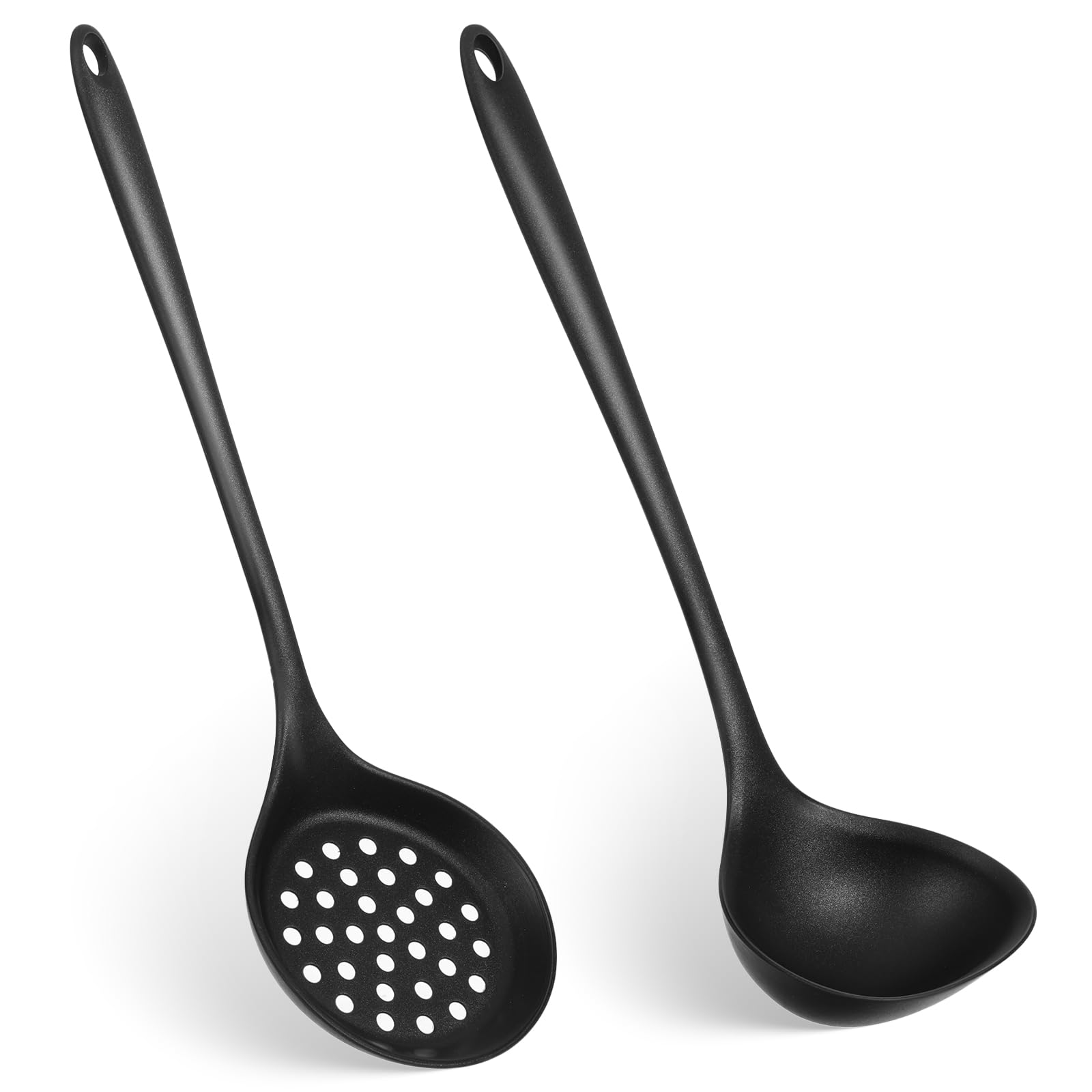Silicone Soup Ladle Set of 2, Strainer Spoon Skimmer Slotted Spoons Non Stick Kitchen Utensils Serving Spoons Large Kitchen Soli