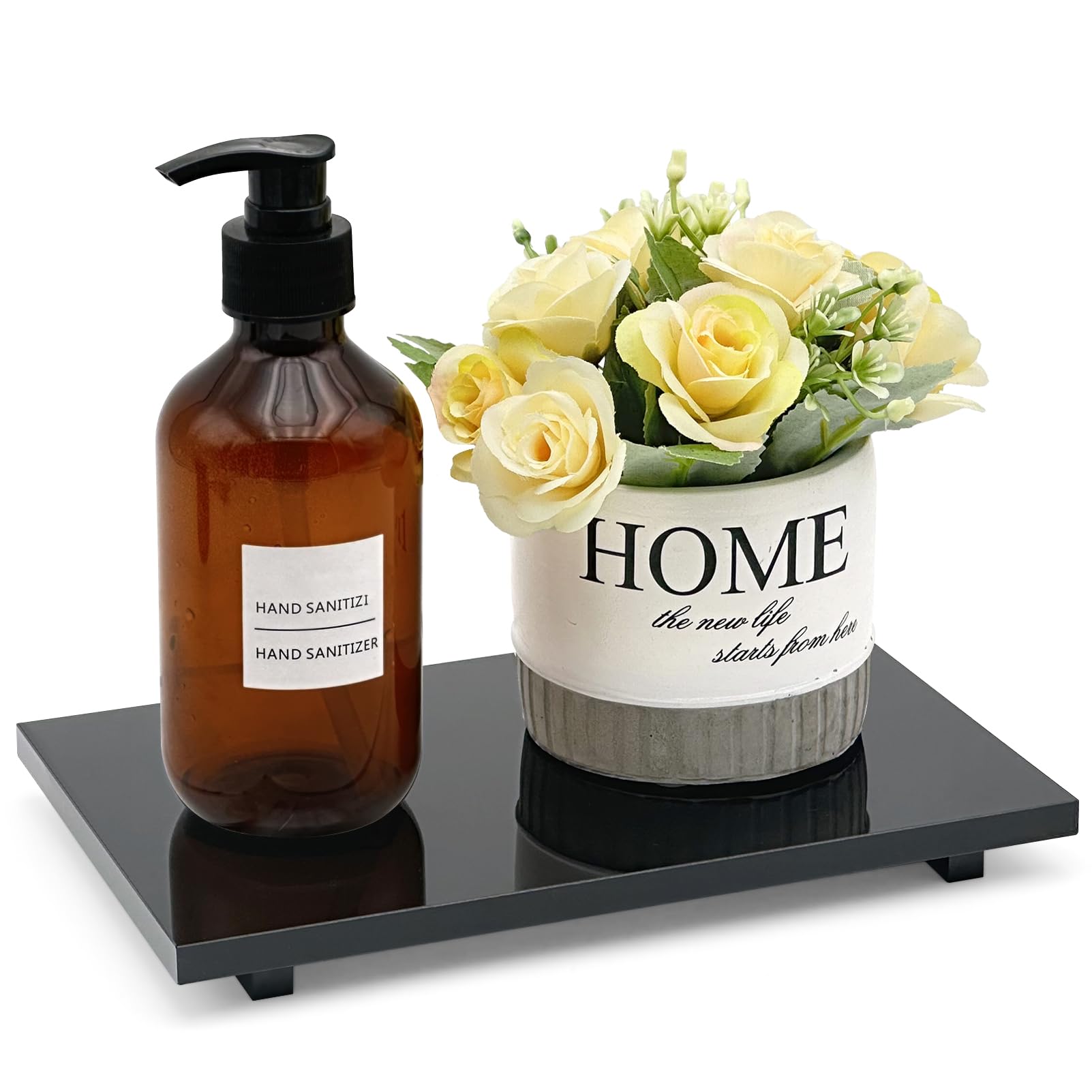 Acrylic Soap Tray, Soap Pedestal Stand Sink Tray, Soap Bottle Riser Stand For Kitchen Bathroom, Black