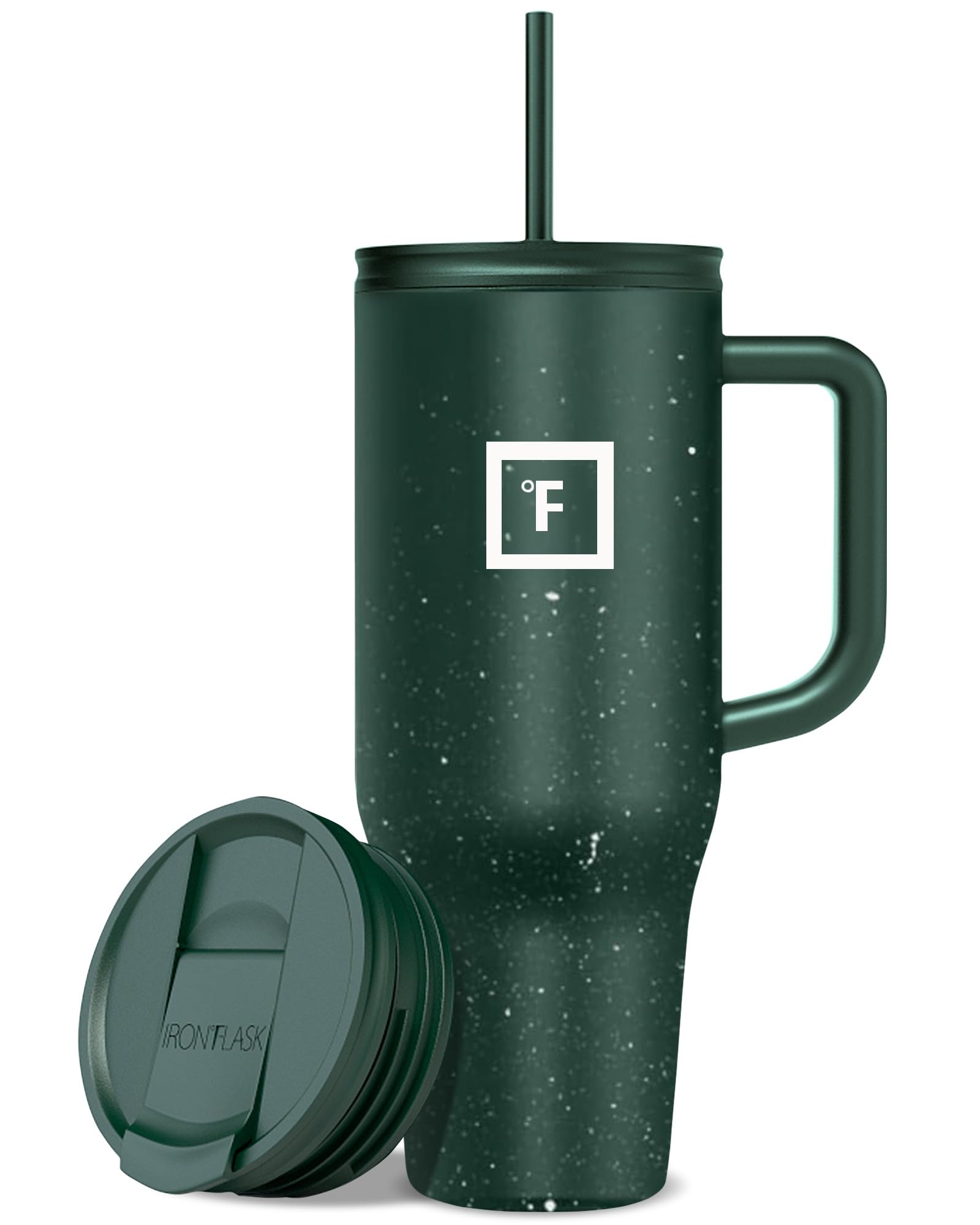 IRON FLASK Co-Pilot Insulated Mug w/Straw & Flip Cap Lids - Cup Holder Bottle for Hot, Cold Drink - Leak-Proof- Water, Coffee Po
