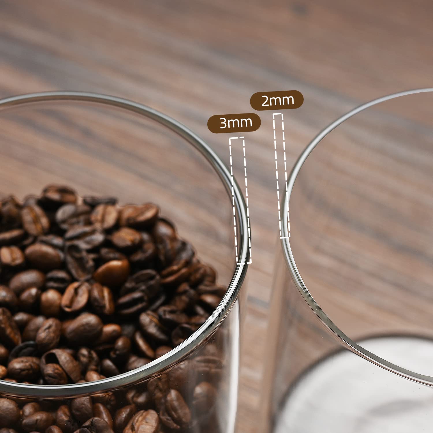 Umieo Glass Food Storage Containers With Bamboo Lids Large Glass Food Storage Jars For Coffee Bar Tea Sugar (Clear Glass)