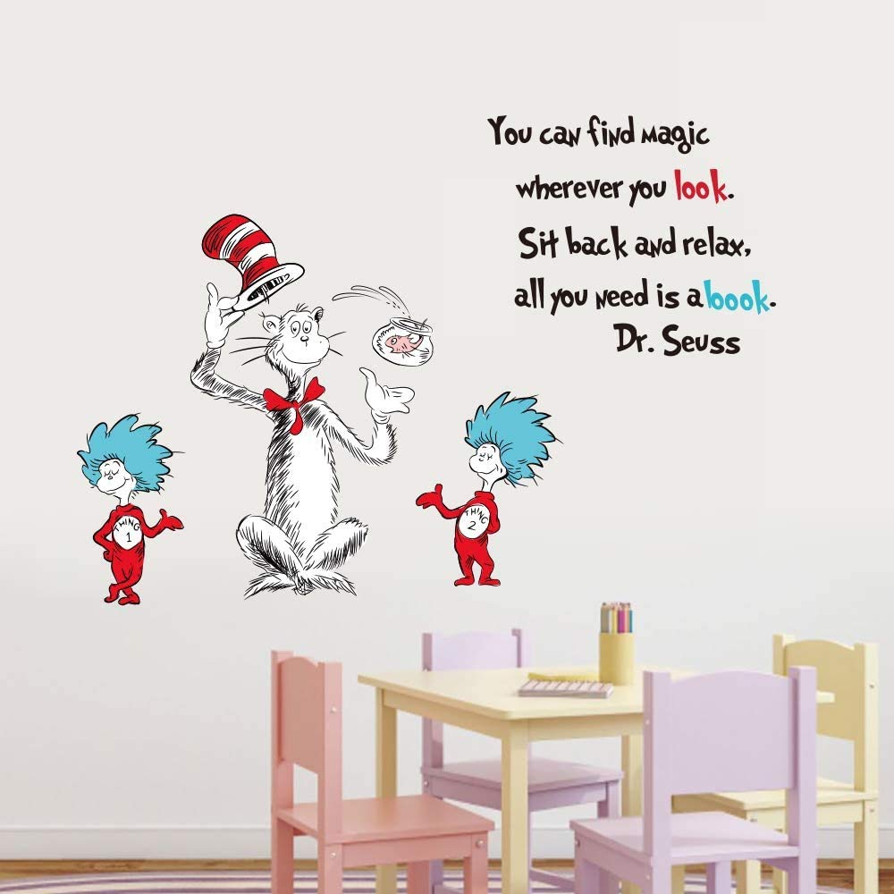 Runtoo Kids Wall Art Stickers Inspirational Quotes All You Need Is A Book Reading Room Wall Decals Bedroom Classroom Wall Decor