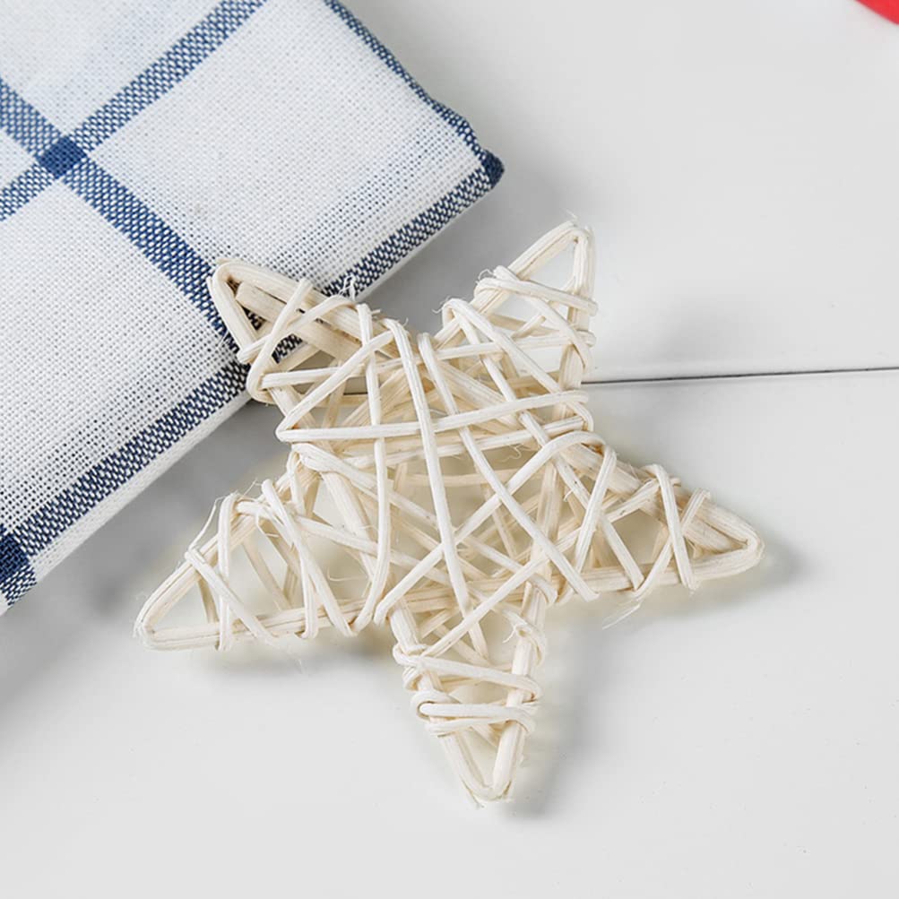 Zerodeko 20 Pieces Rattan Stars, Rattan Stars for Decoration, Mini Star Shaped Wicker Hanging Balls Ornaments for Wedding, Chris