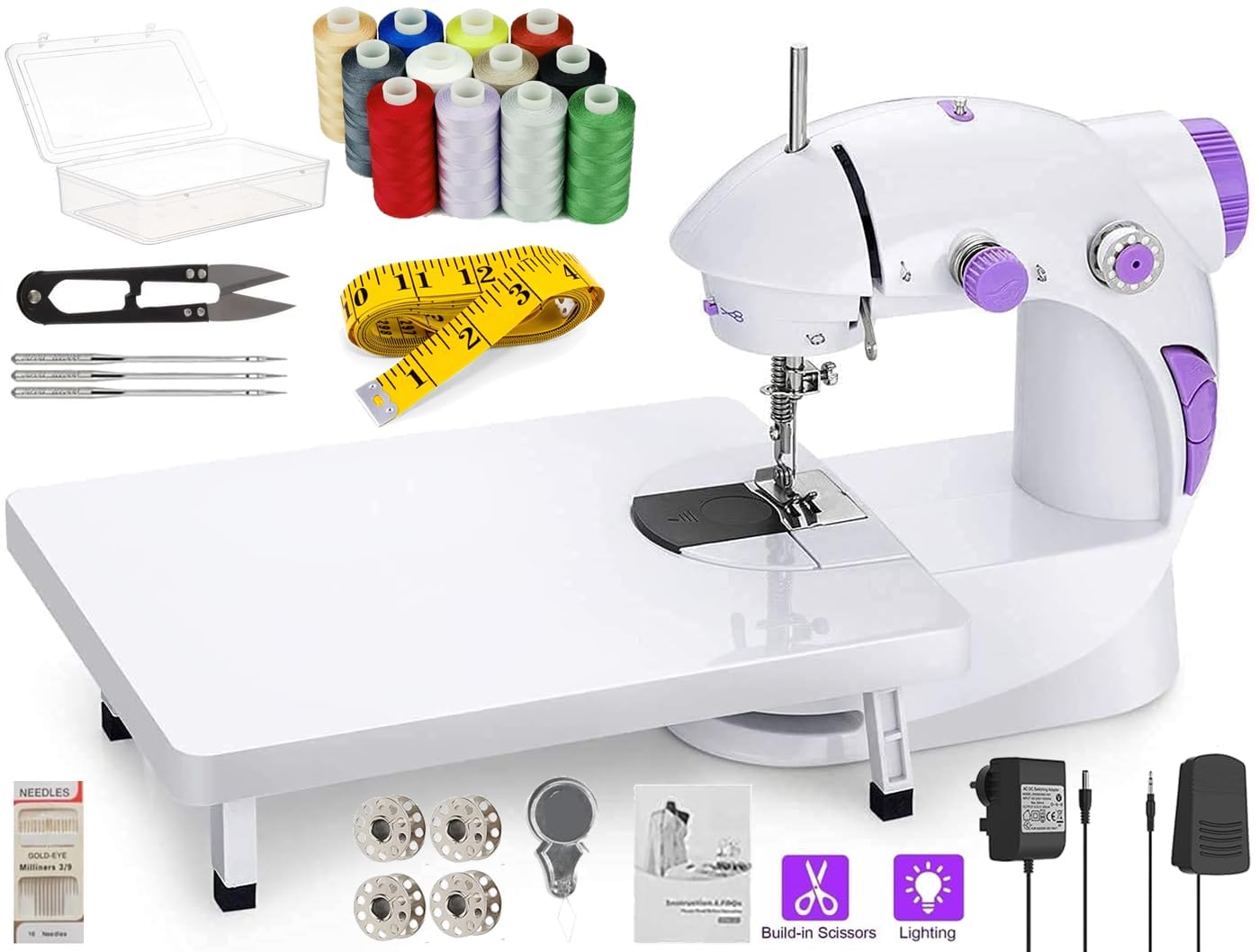 Kiwilon Advance Electric Sewing Machine For Home Tailoring With Table Set, Foot Pedal, Adapter, Built-In Focus Light And Sewing 