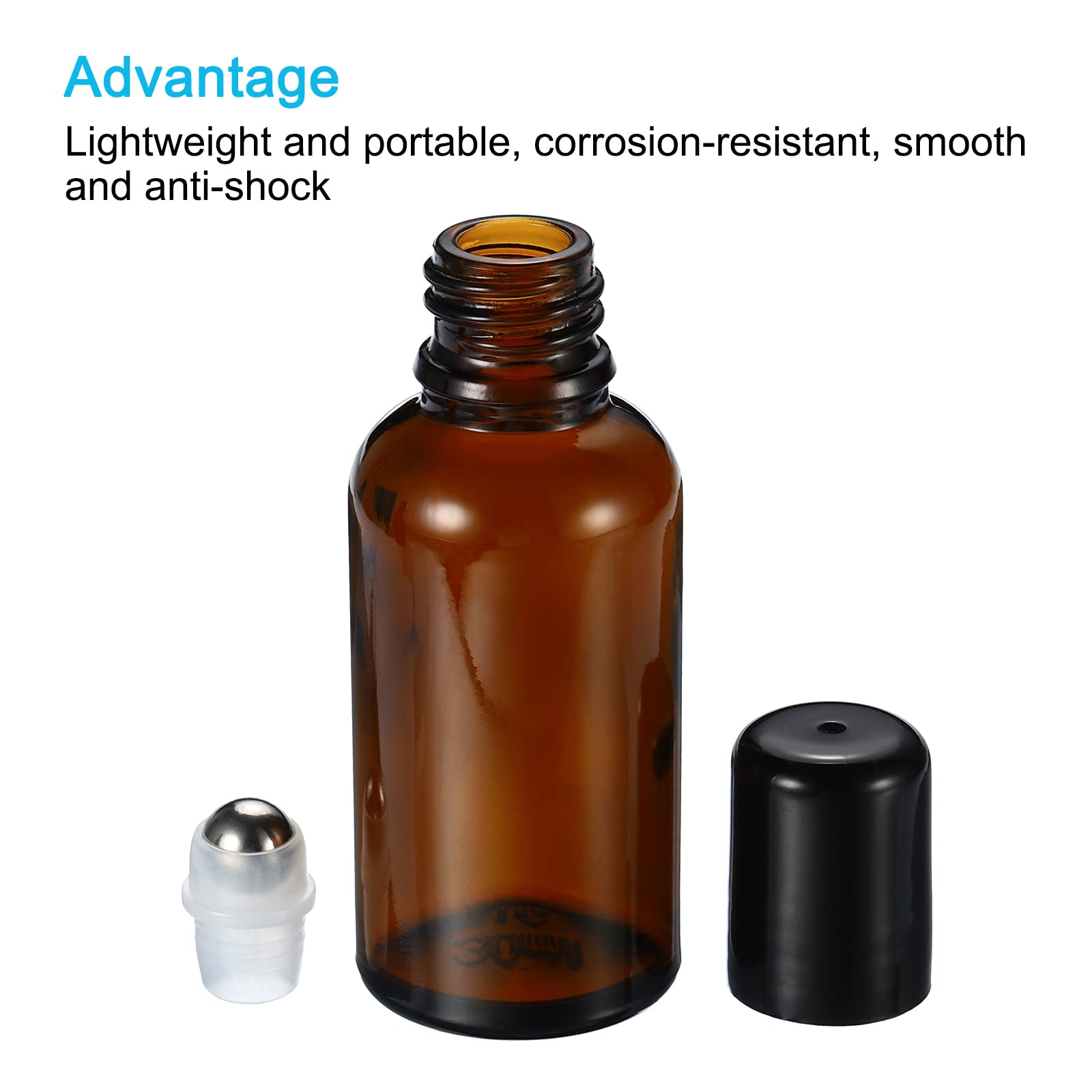 Patikil 30Ml Roller Bottles, 3 Pack Amber Glass Essential Oil Roller Ball Black Caps Refillable Sample Containers, Brown