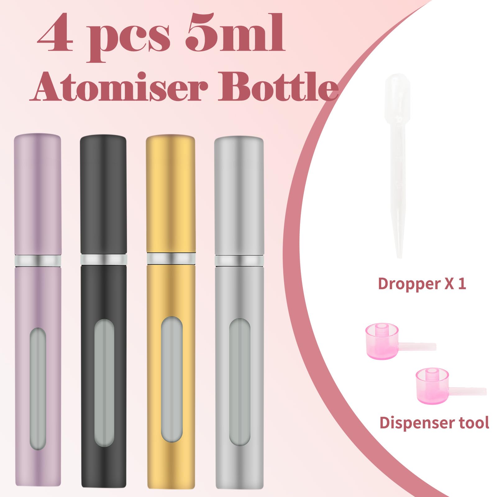 Obsgumu 4Pcs Mini Perfume Travel Bottle, Perfume Atomiser Refillable, 5Ml Spray Bottles, Portable For Travel Holiday, Outdoor Ac