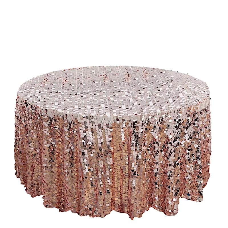 Balsacircle 120-Inch Blush Big Payette Round Xl Sequin Tablecloth Table Linens Wedding Party Events Decorations Kitchen Dining