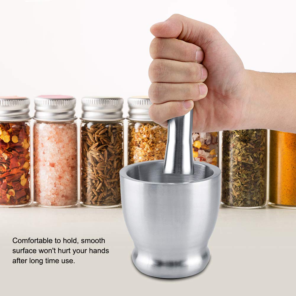 Stainless Steel Mortar And Pestle Set, Pill Crusher, Heavy Duty Kitchen Grinding Bowl Grinding Tool For Grinding Spices Seasonin
