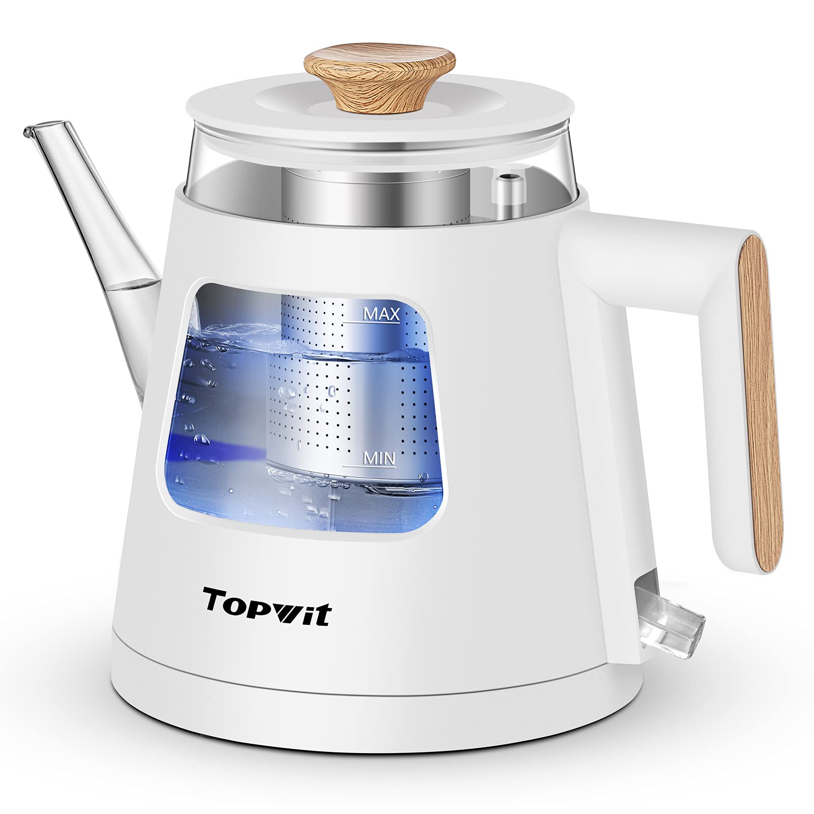 Topwit Electric Kettle, 1.0L Electric Tea Kettle With Removable Stainless Steel Infuser, Bpa-Free Electric Glass Kettle With Win