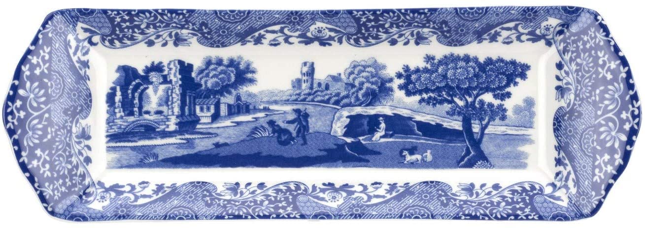 Portmeirion Blue Italian Small Tray | Serving Platter For Tea Sandwiches, Desserts, And Appetizers | Porcelain | Measures 9-Inch