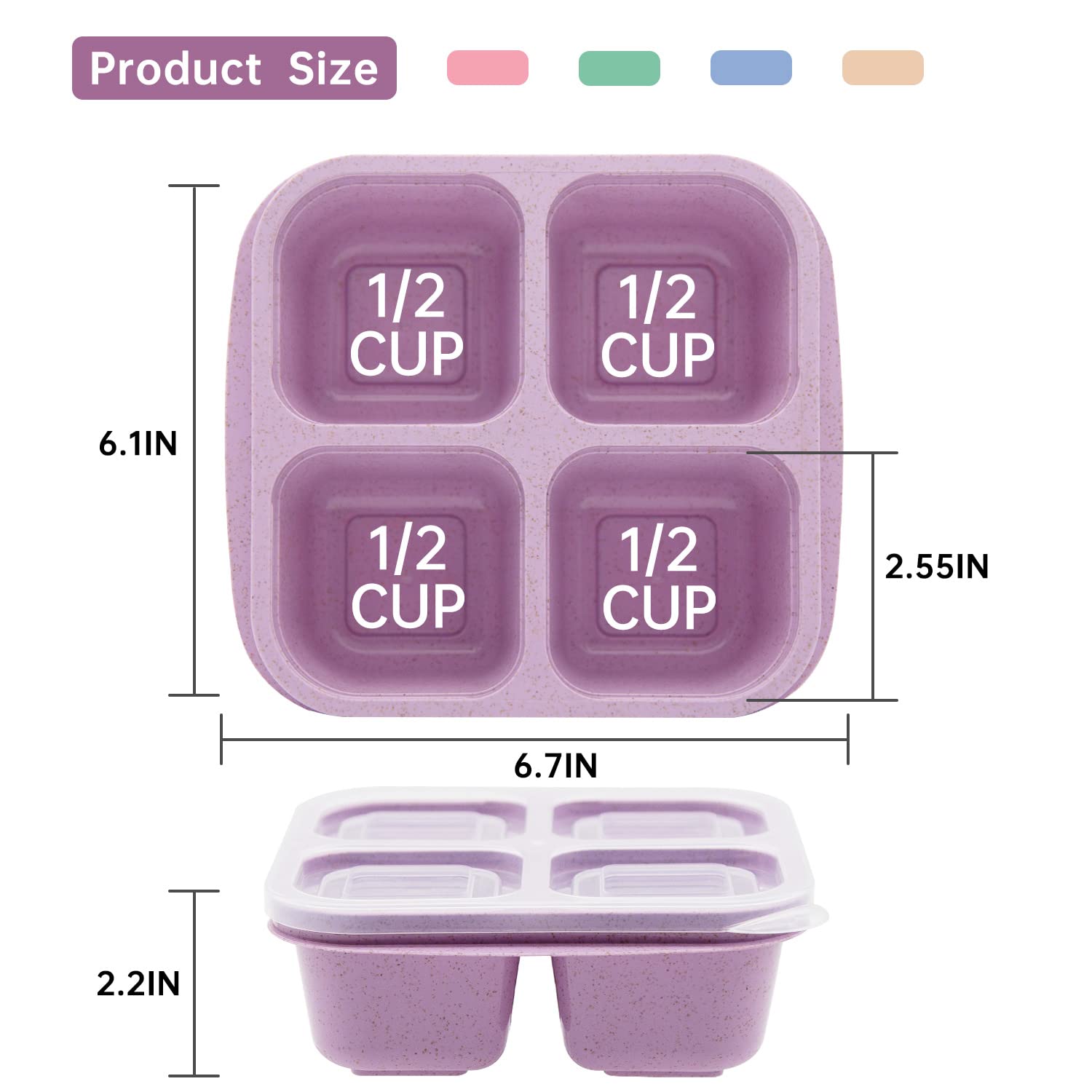 Luriseminger 5 Pack Bento Lunch Box,4 Compartment Snack Containers,Divided Snack Box,Meal Prep Lunch Containers For Kids/Toddle/