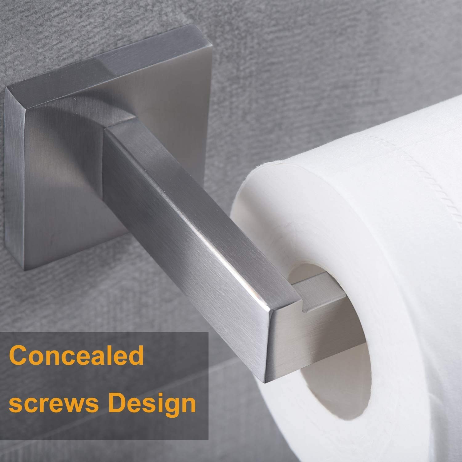 Nolimas Brushed Nickel Toilet Paper Holder SUS304 Stainless Steel Silver Half Open Square Wall Mount Rustfree Bathroom TP Holder Kitchen Washroom Tissue Roll Dispenser