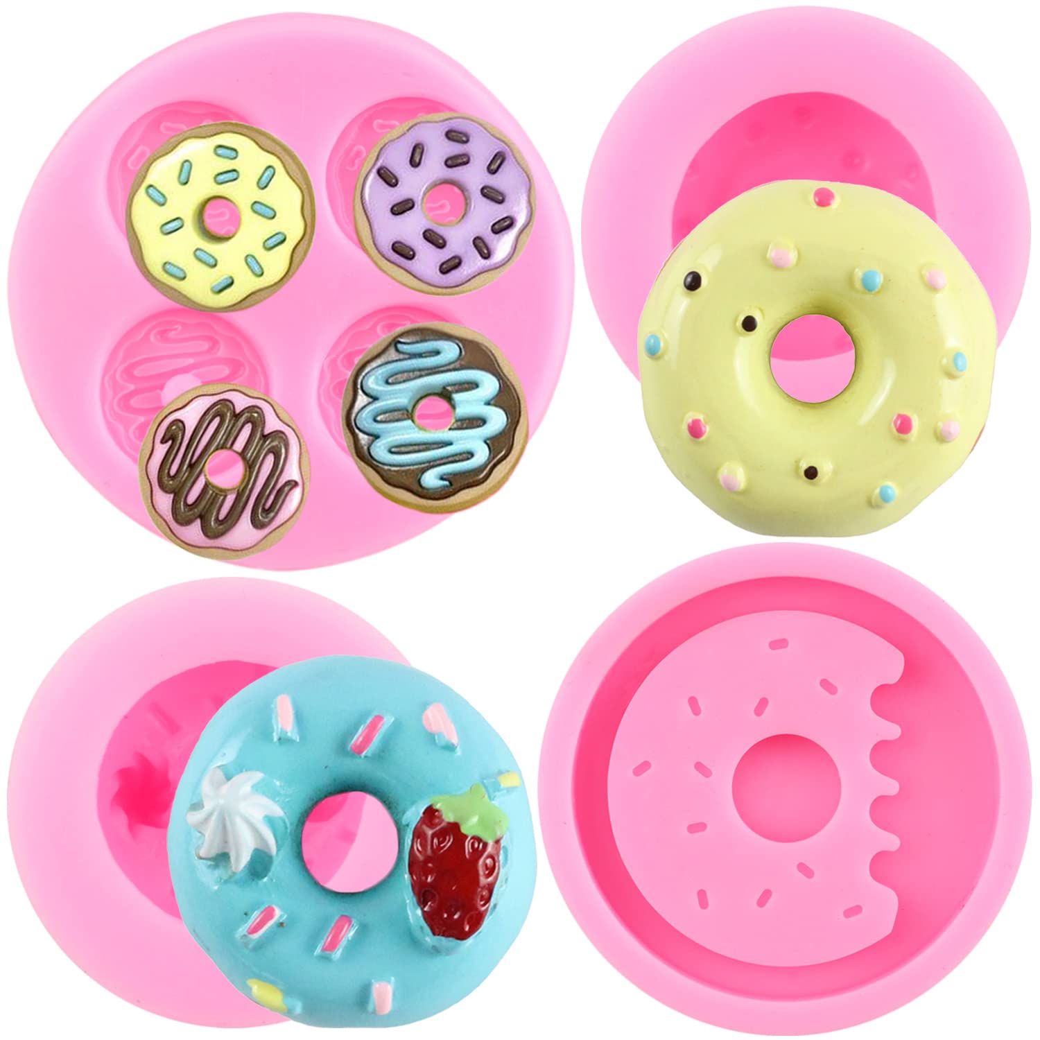 Zixiang Donut Silicone Mold Doughnut Fondant Molds For Cake Decorating Cupcake Topper Gummy Candy Chocolate Gum Paste Polymer Cl