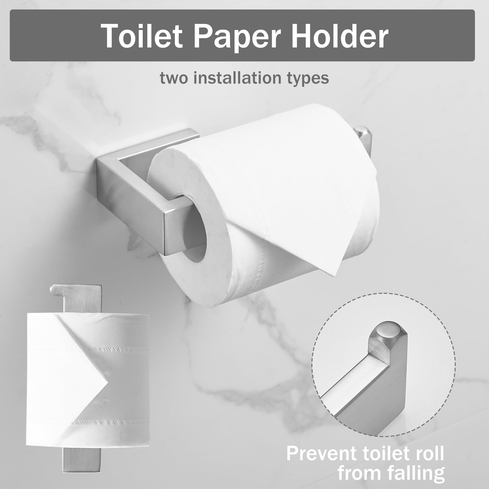 Fapully 8 Piece Bathroom Accessories Set Stainless Steel,Bathroom Hardware Set Brushed Nickel Wall Mounted