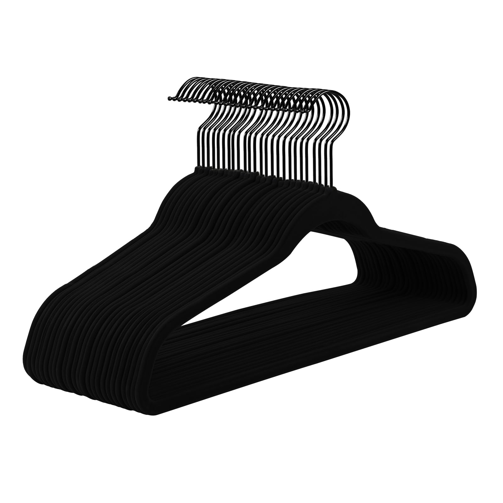 Mizgi All Black Velvet Hangers 40 Pack,Premium Flocked Clothes Hangers Non-Slip Felt Hangers,Sturdy Black Hangers Heavy Duty Coa