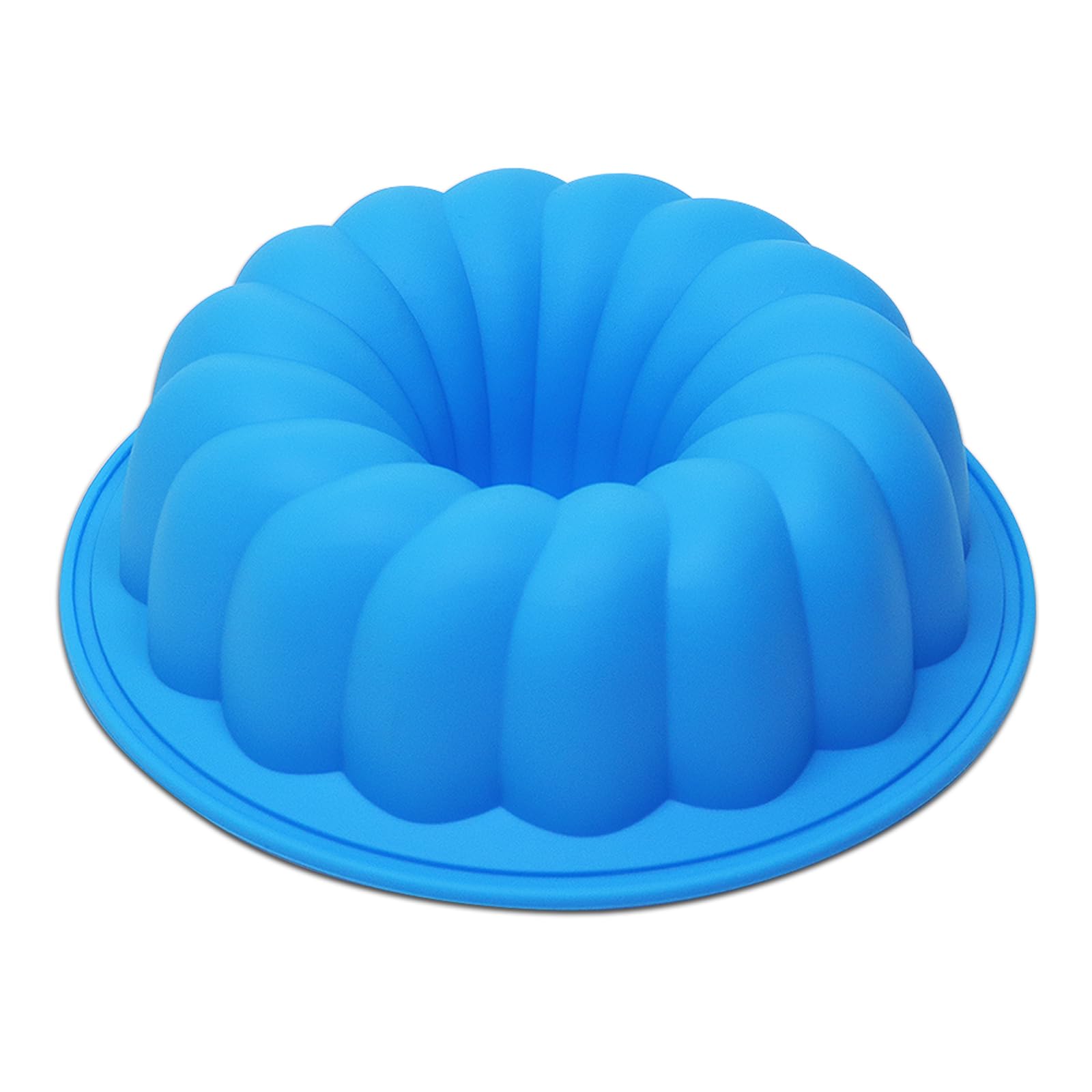 Eolilim 8 Inch Silicone Fulted Cake Pan 2Pcs, Blue Jello Mold for Baking