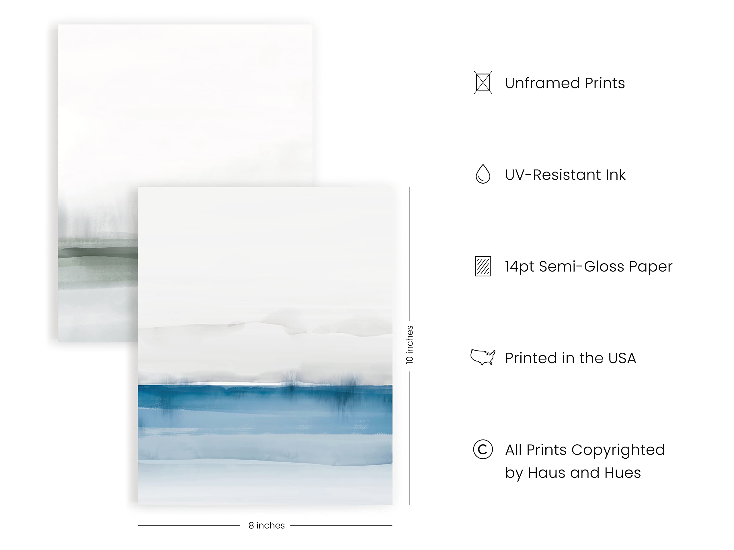 HAUS AND HUES Landscape Painting - Set of 4 Nature Posters  Abstract Painting  Poster Nature Landscape Art  Blue Artwork Nature  Serene Pictures  Nature Paintings For Living Room (Unframed  8x10)
