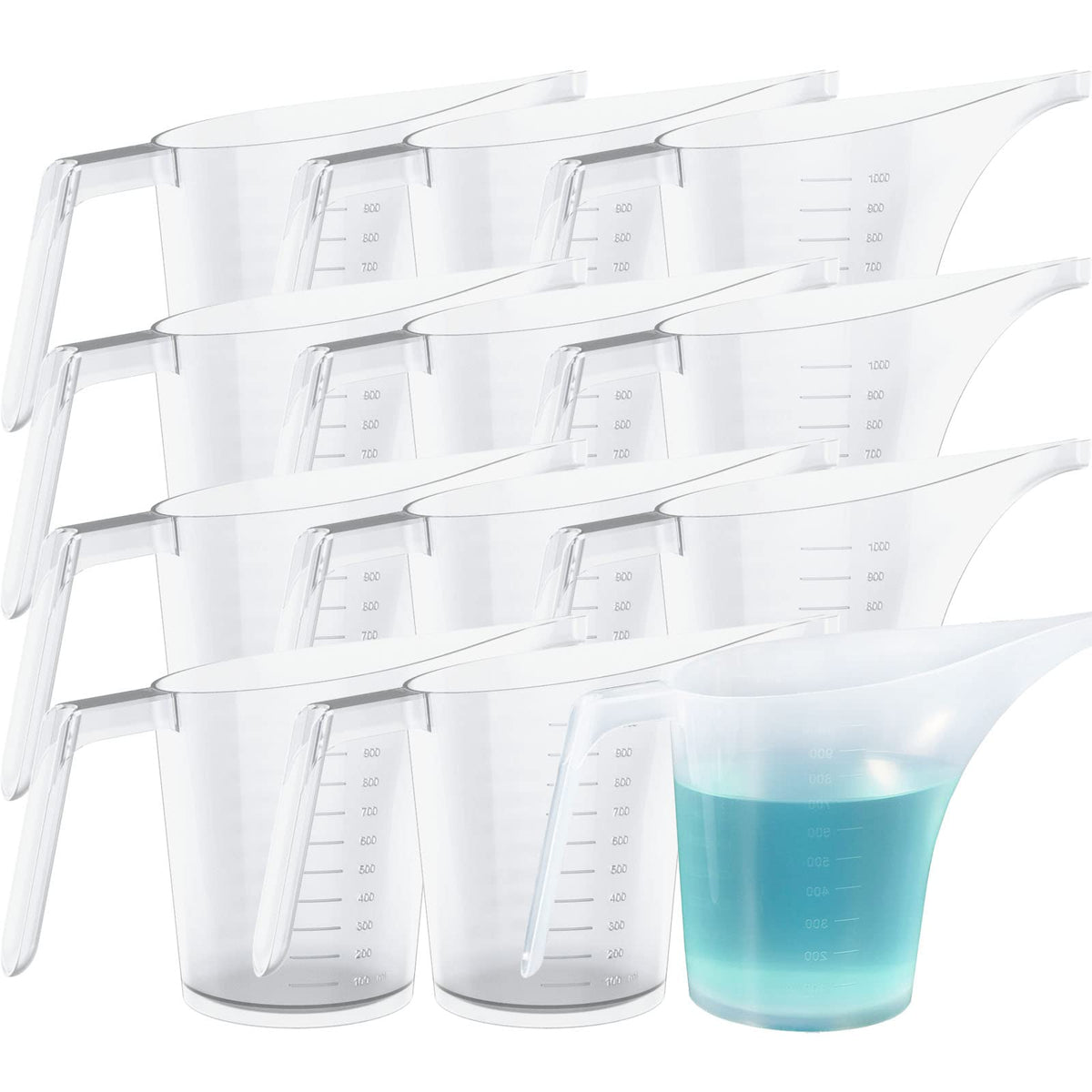 Wuweot 12 Pack Measuring Funnel Pitcher, 33Oz Easy Pour Measuring Cup With Long Spout For Soap Cakes Making, Filling Muffin Pans