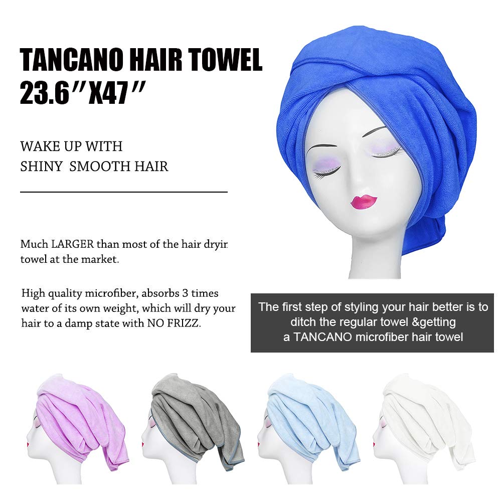 TANCANO Large Microfiber Hair Towel for Curly Hair 23.6''x47'' Anti Frizz Hair Wrap Super Absorbent Curly Hair Drying Towel Larg