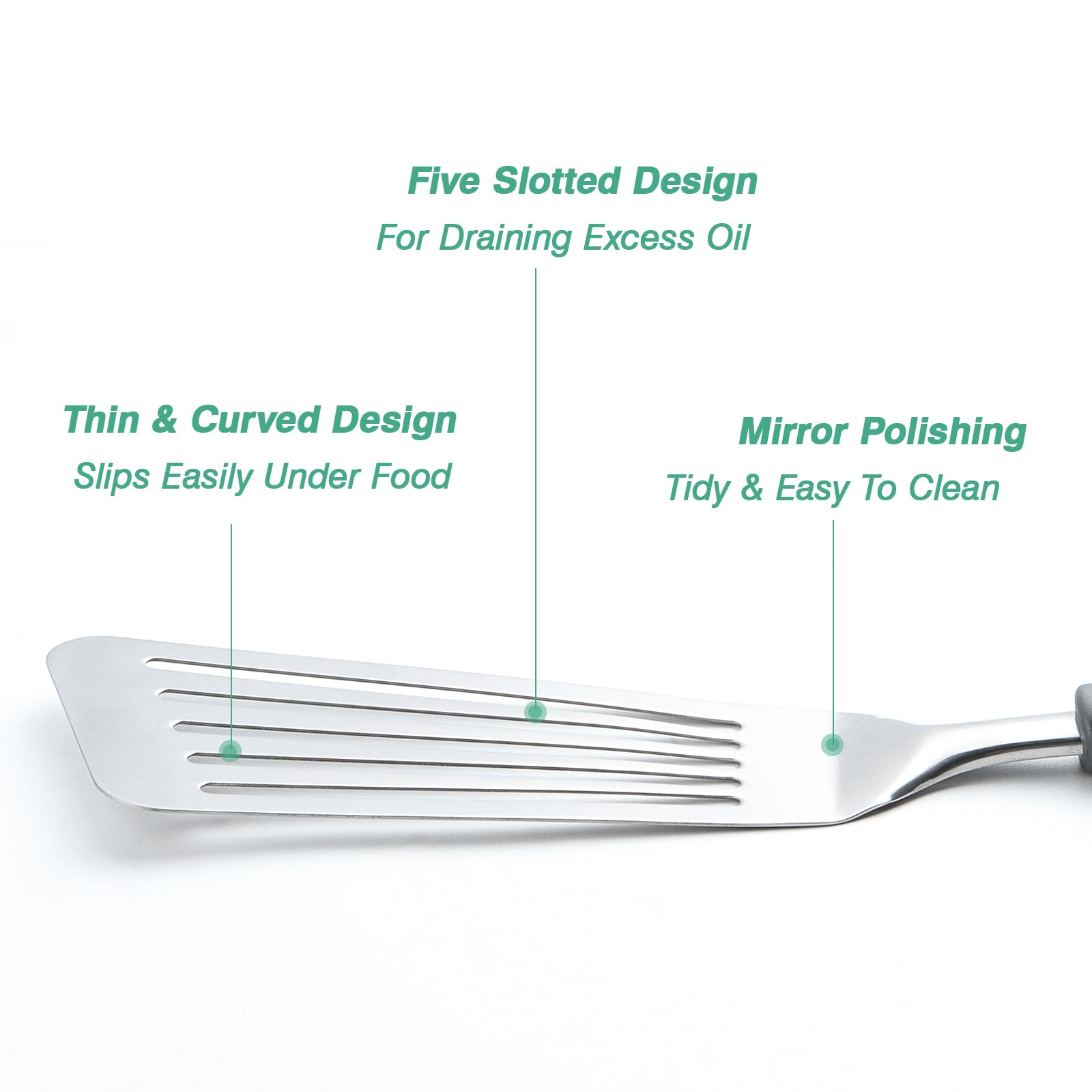 Lebabo Fish Spatula, Stainless Steel Fish Turner Slotted Metal Spatula For Kitchen Use, Flipper Spatula For Cast Iron Skillet, E