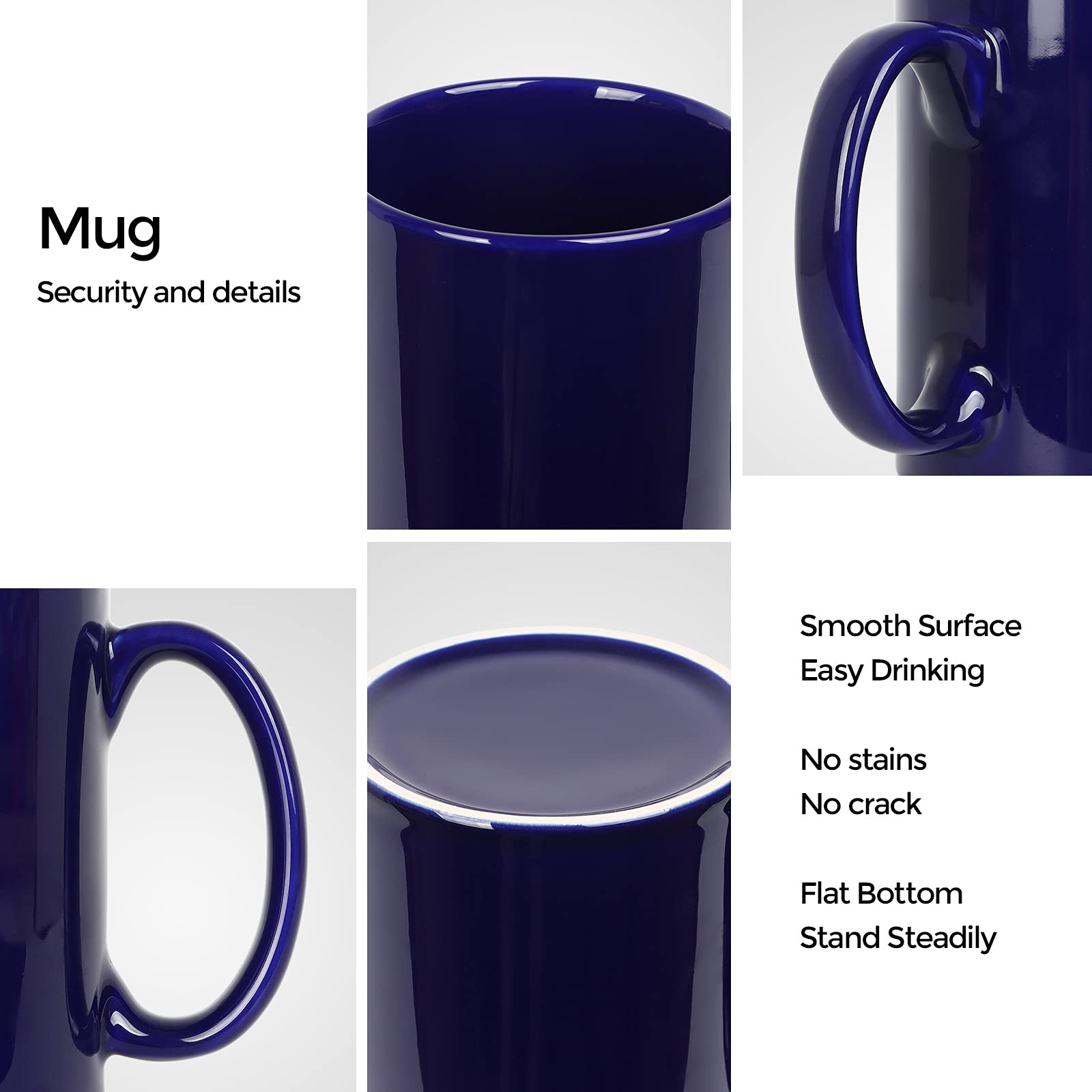 22 Oz Extra Large Coffee Mug, Harebe Smooth Ceramic Boss Giant Tea Cup Big Capacity And Handle For Dad Men, Blue