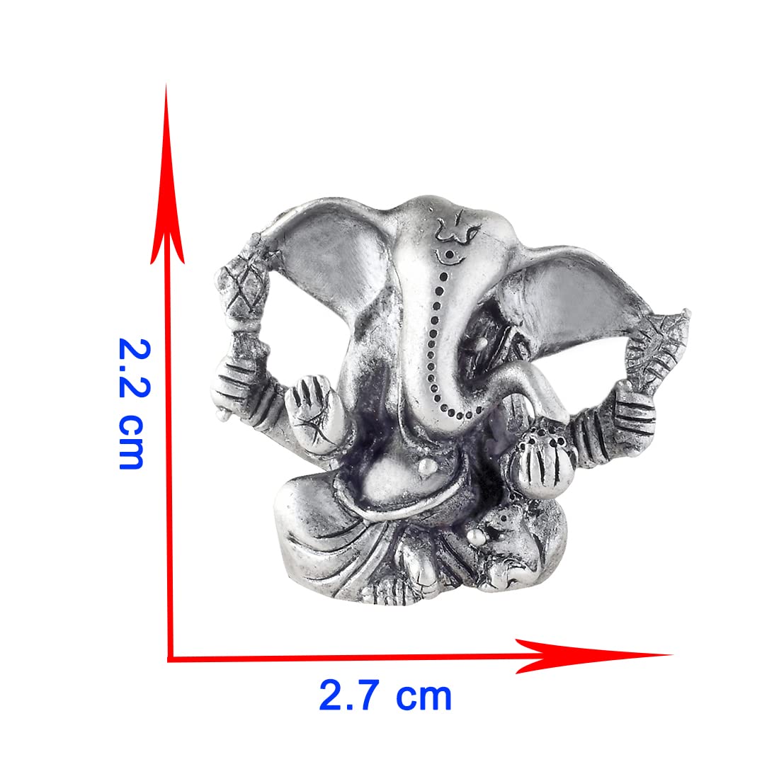 Prd Caratcafe Silver Ganesha Murti For Car Dashboard, Home & Office Use Made In Pure 925 Solid Chandi Metal Idol Of Ganesh Ji Wi