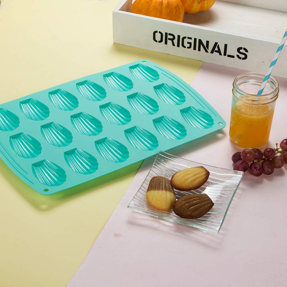 Webake Madeleine Pan 18 Cavity Silicone Madeleine Mold For Small Cake, Candy And Cookies