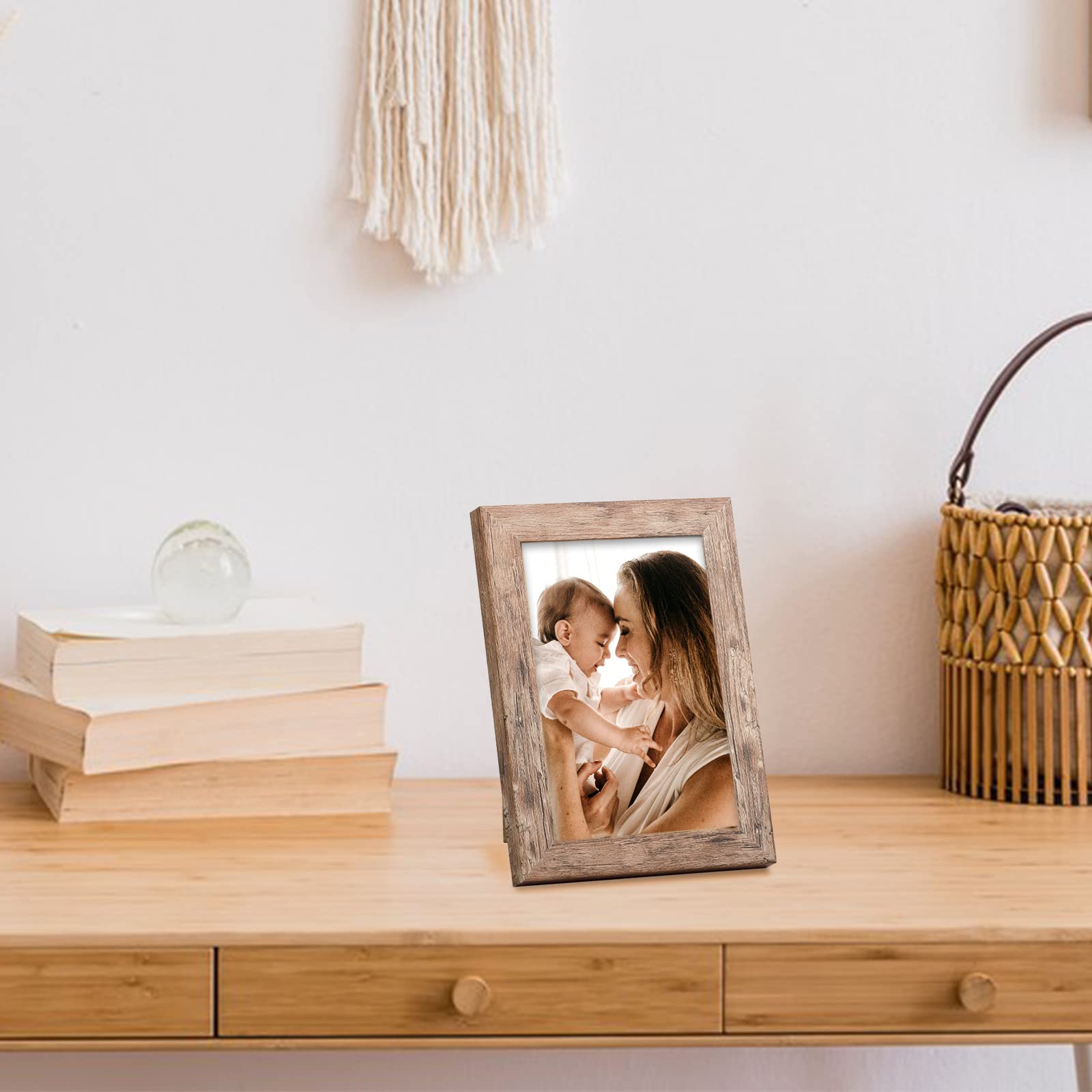 TOFOREVO 4x6 Picture Frames Set of 6 Rustic Wood Grain Photo Frame for Gallery Wall Mounting or Tabletop Display