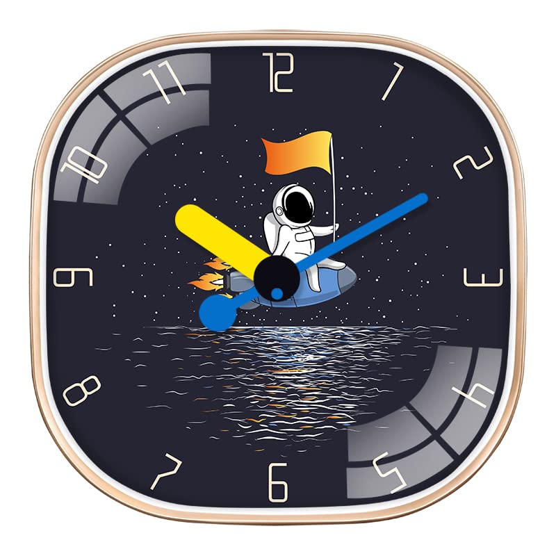 Star Work Silent Mute Wall Clocks Battery Operated Non-Ticking Quiet Wall Clocks For Living Room-Thicken Plastics Frame Glass Co