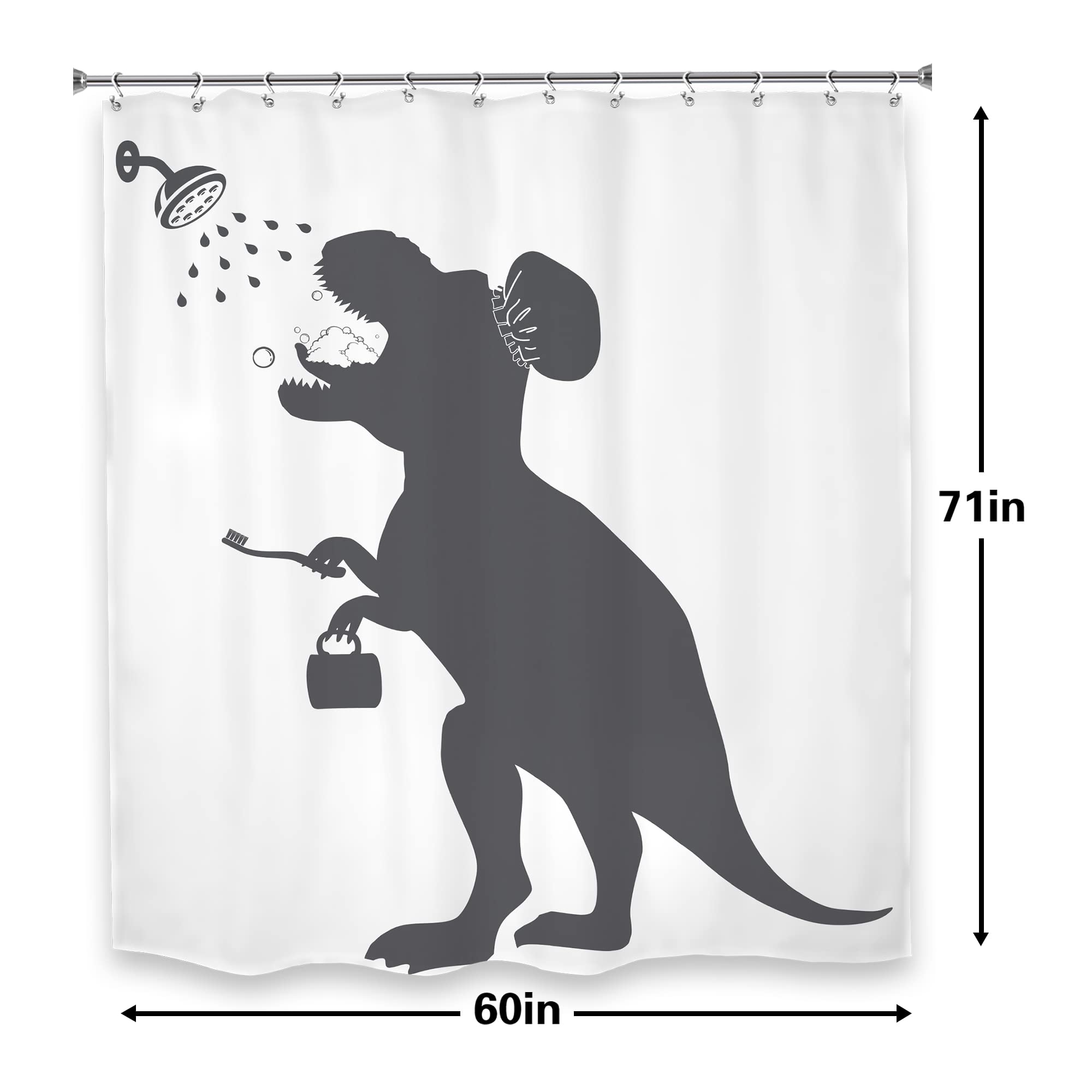 Lghtyro Funny Dinosaur Shower Curtain Dino Shower Curtain Kids Trex Raptor Silhouette Animal Shadow Cartoon Bath Accessories Art
