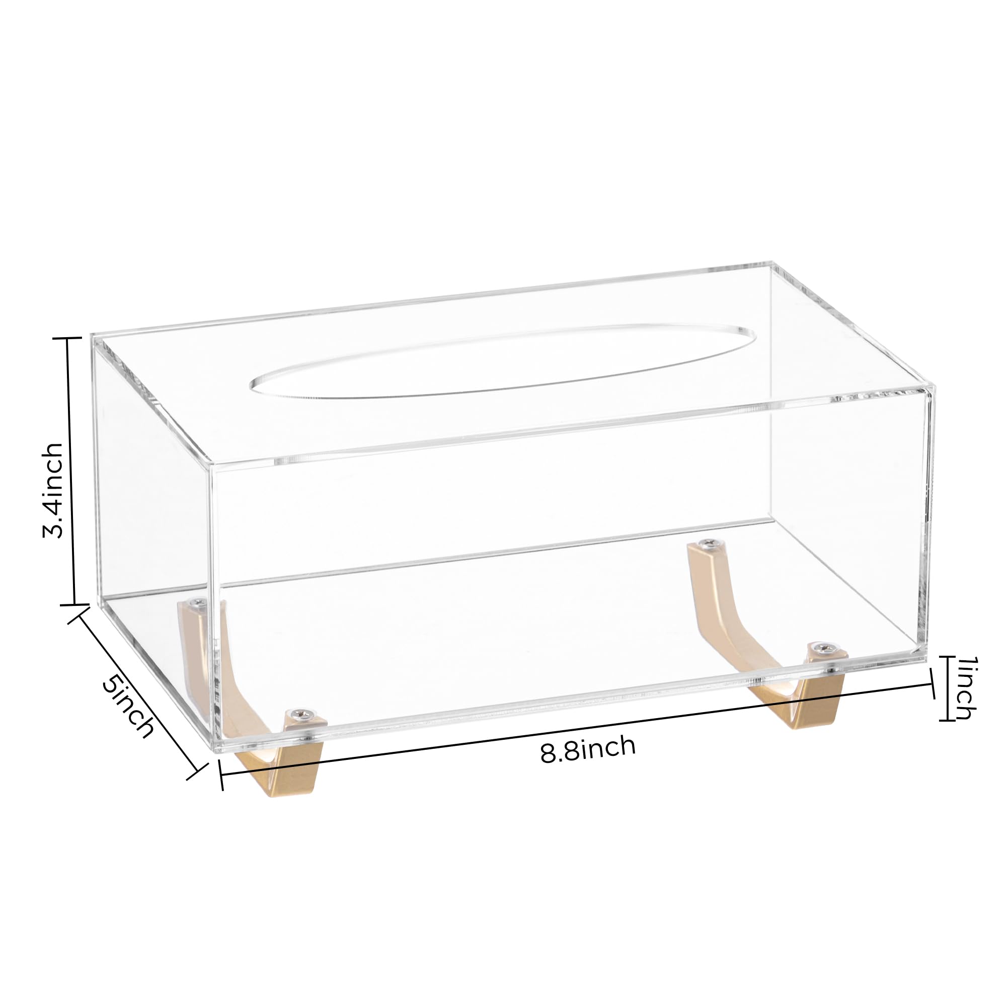 Hblife Clear Tissue Box Cover Rectangle Acrylic Tissue Box Holder With Gold Plated Legs Napkin Dispenser Dryer Sheet Container F