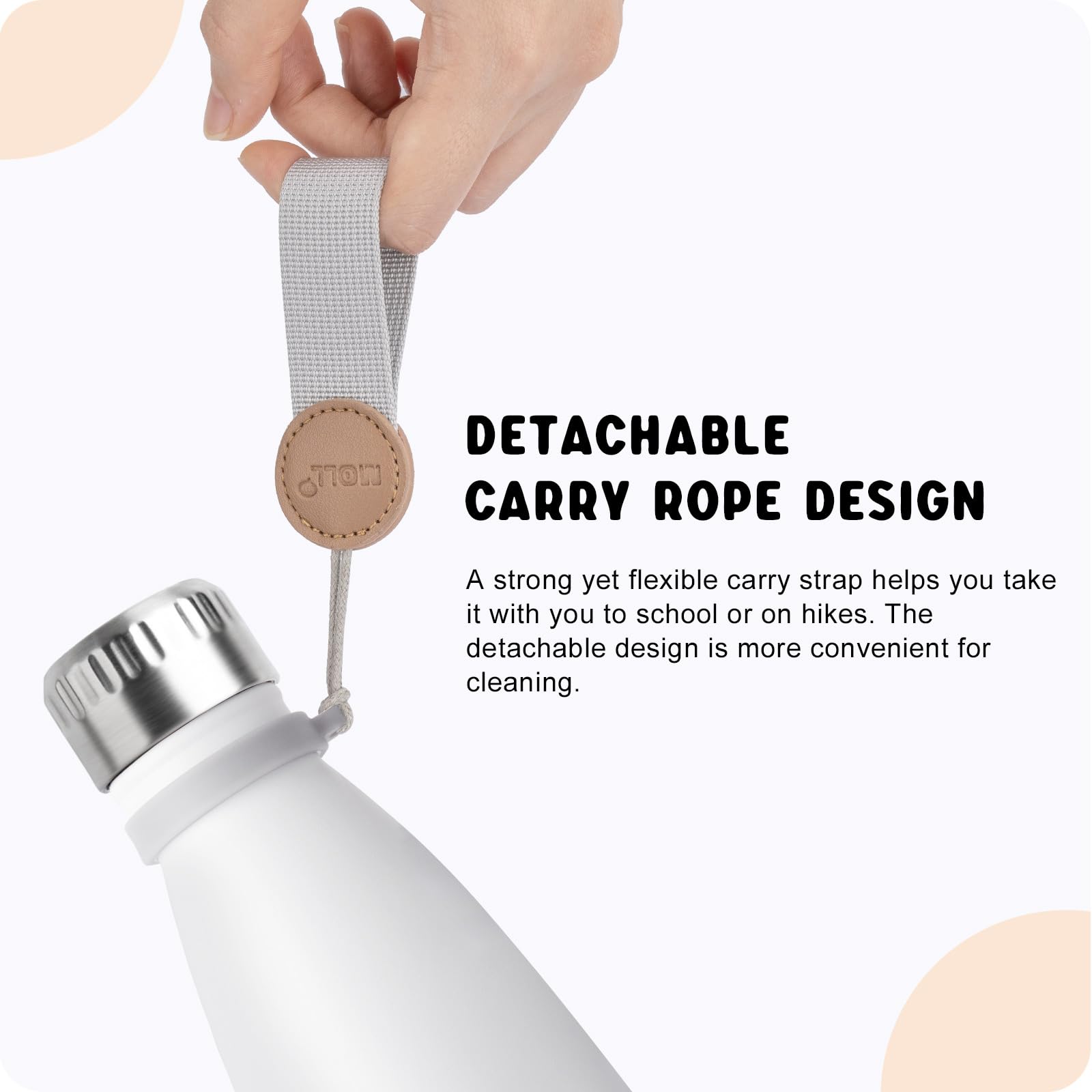 Mollcity Small Water Bottles -9 Oz Stainless Steel Insulated Water Bottles For Back To School Reusable Metal Flask For Girls (Wh