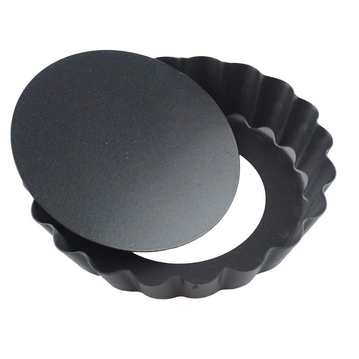 Laxinis World 4    Quiche Pans With Removable Bottom, Non-Stick, Fluted Sides, Mini Tart Pans, Round Shape, Set Of 6
