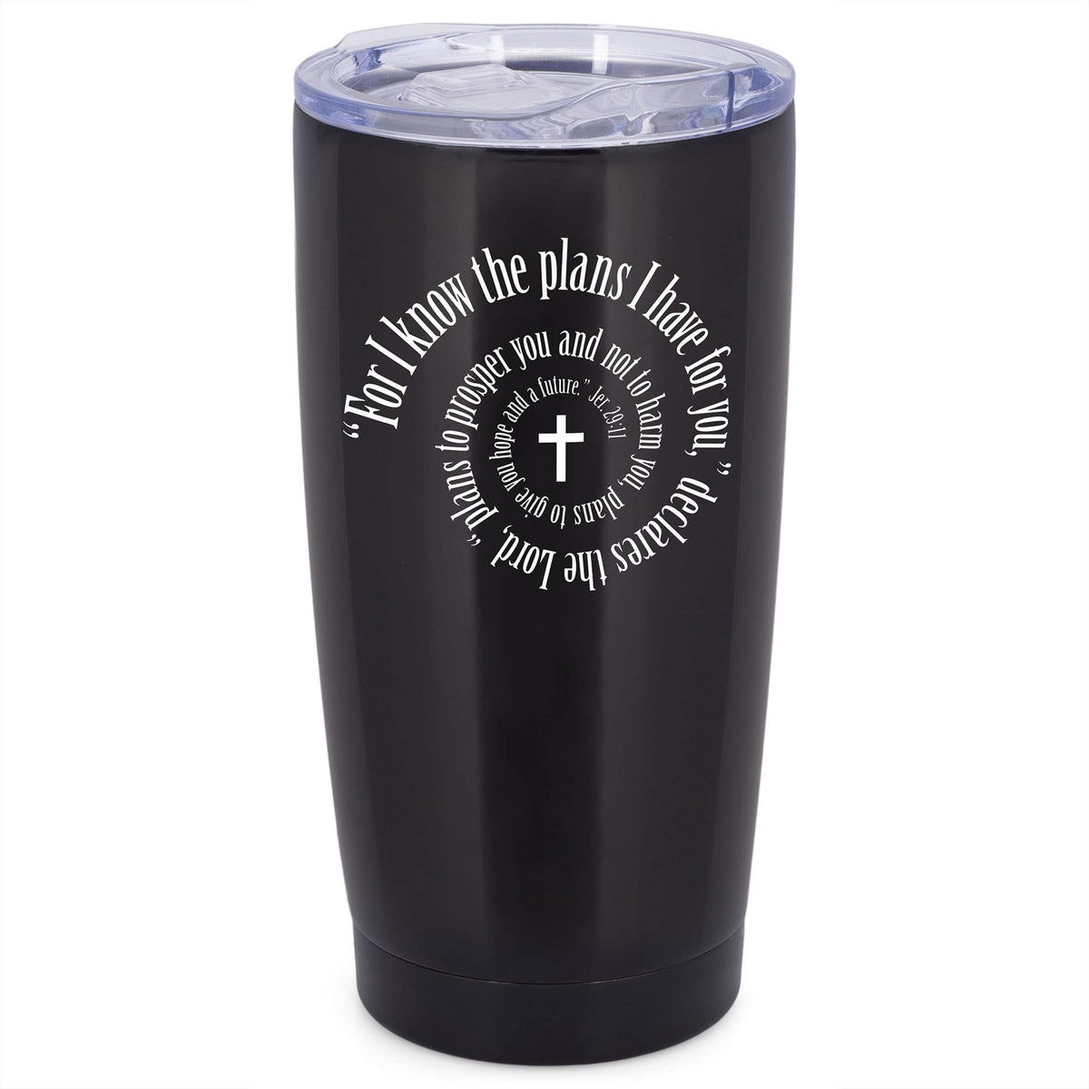 Dicksons Sstumb-65 Midnight Black 20 Ounce Stainless Steel Metal Travel Tumbler, For I Know The Plans I Have For You