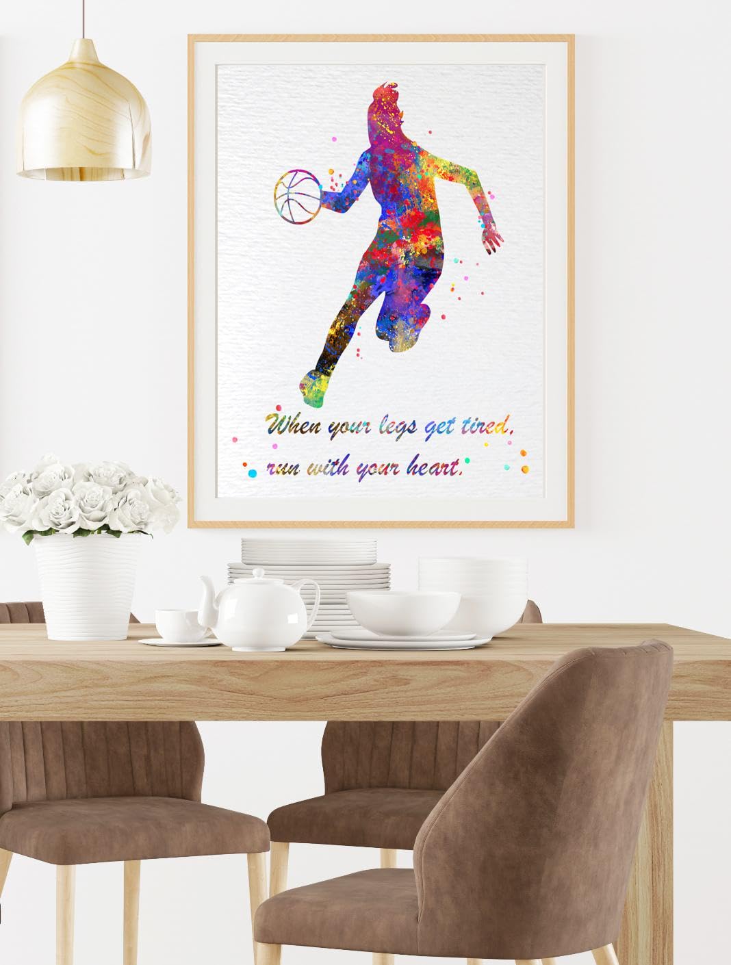 Dignovel Studios 13X19 Unframed Basketball Girl When Your Legs Get Tired Motivational Watercolor Art Print Poster Housewarming W