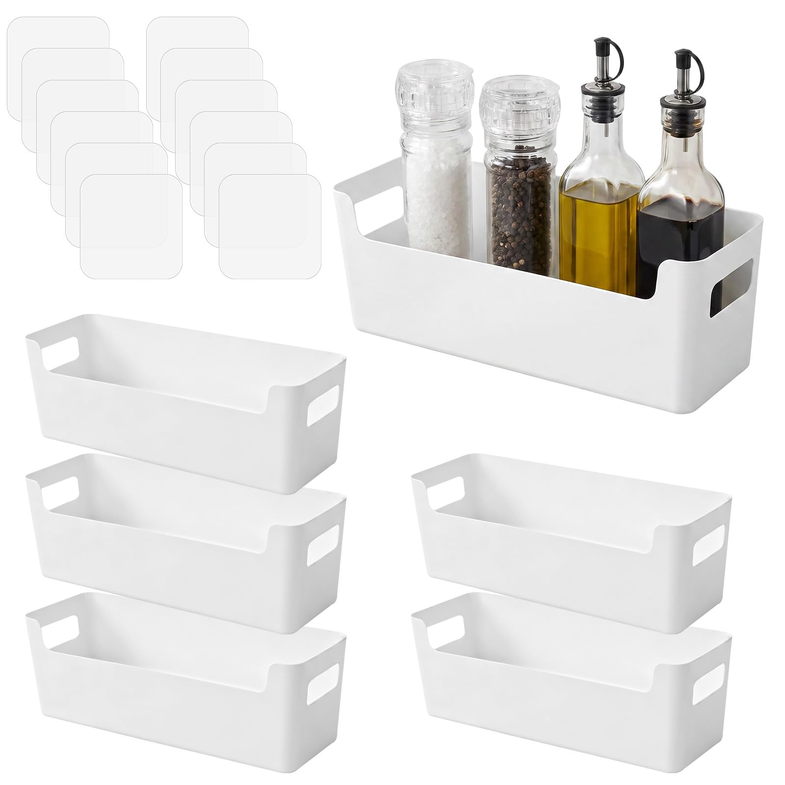 6 Pcs Adhesive Cabinet Door Organizer, White Inside Cabinet Door Organizers and Storage for Kitchen, Bathroom, Office, Garage  