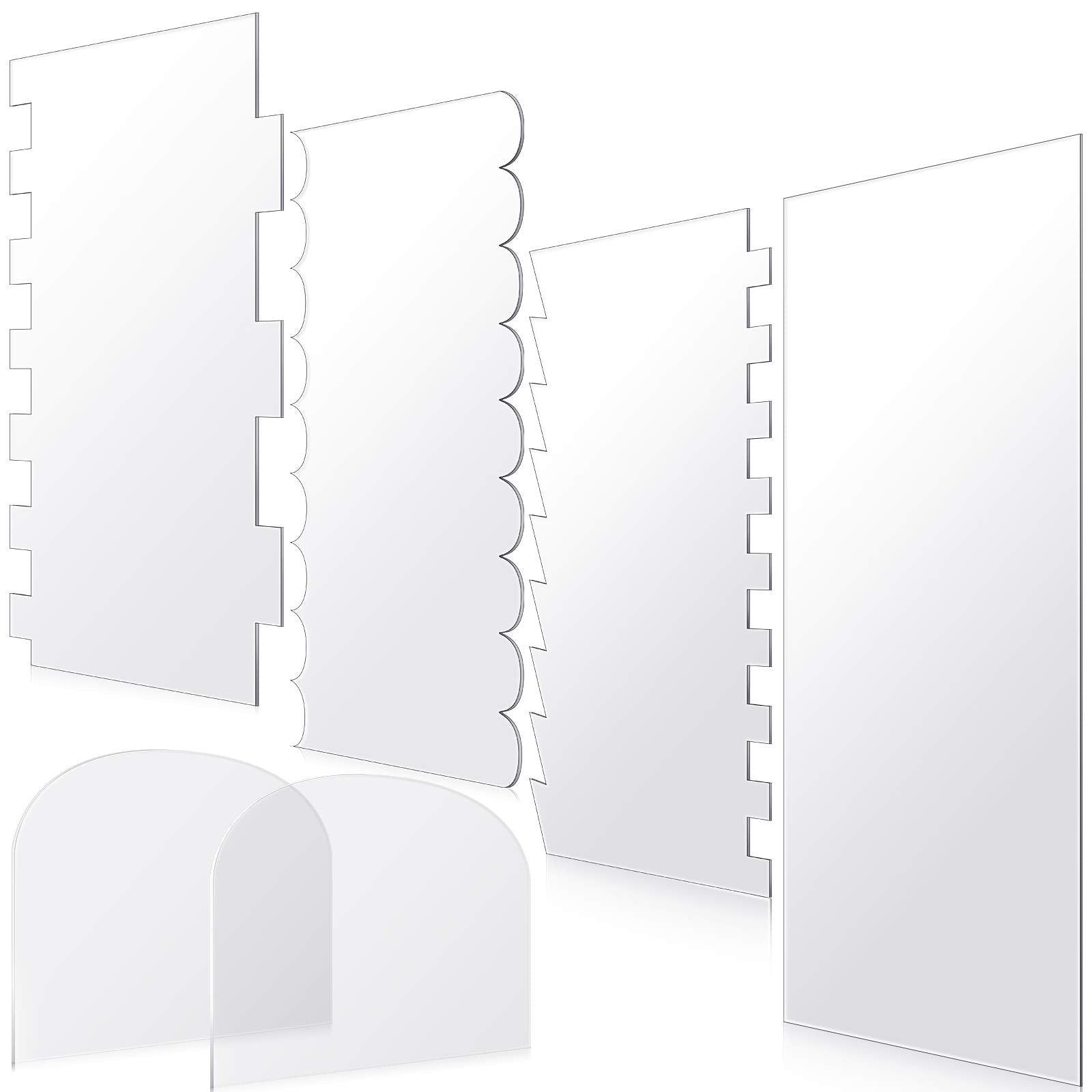 6 Pieces Clear Acrylic Cake Smoother Scraper Large Cake Comb For Icing Frosting Buttercream And Soft Plastic Cake Smoother Scrap