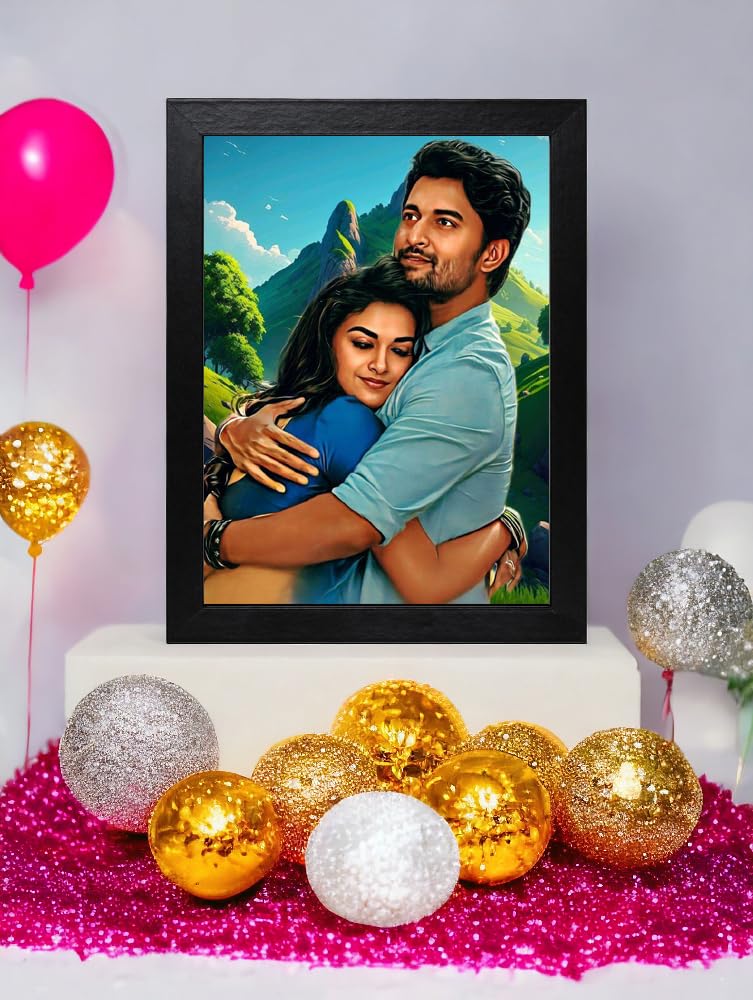 Vsk Sketch Art Customised Digital Oil Painting Color Full Background | Gift For - Anniversary | Birthday | Wife | Husband | Sist