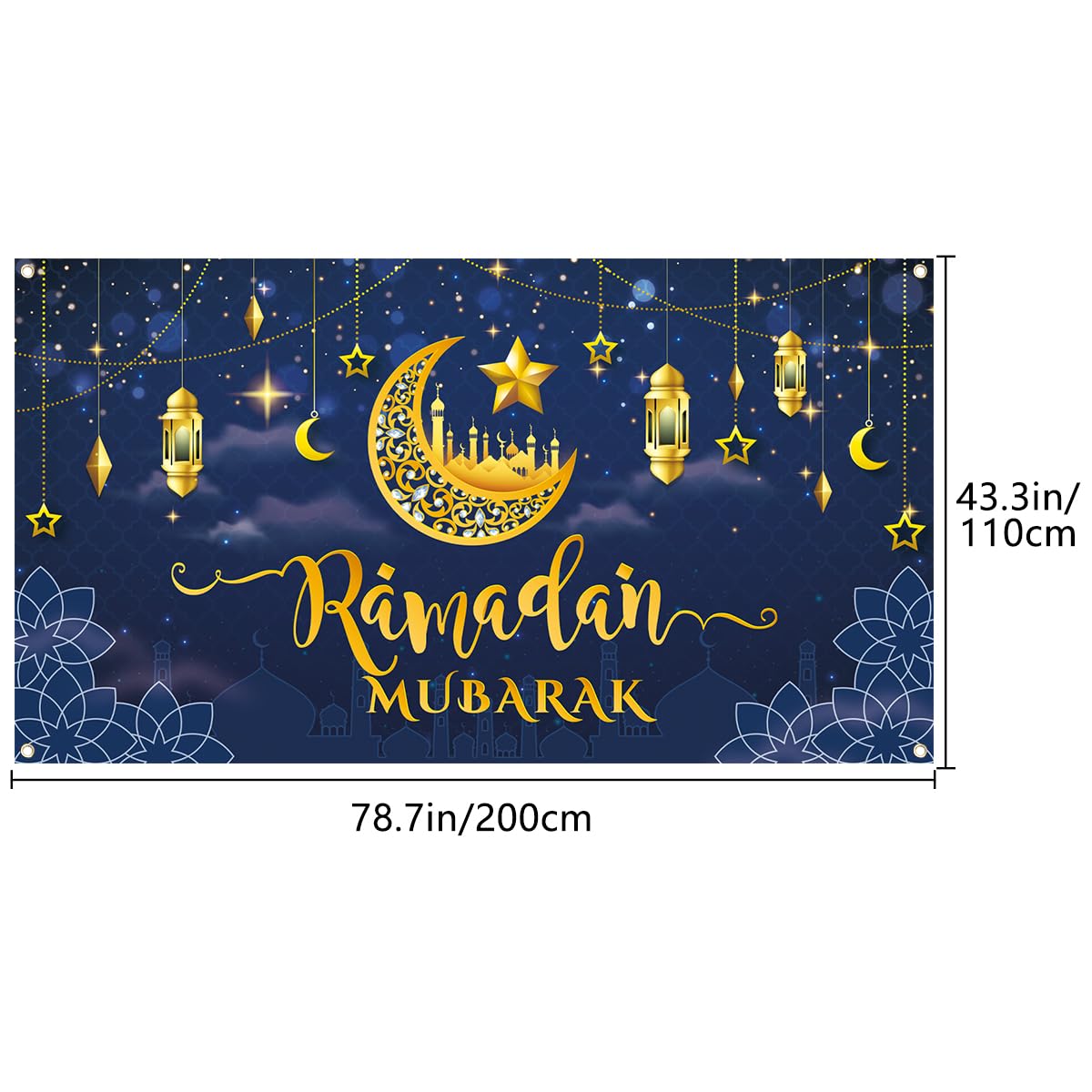 Ramadan Mubarak Banner, Large Fabric Muslim Ramadan Kareem Backdrop Decorations, Ramadan Sign Photo Booth Backdrop Background Fo