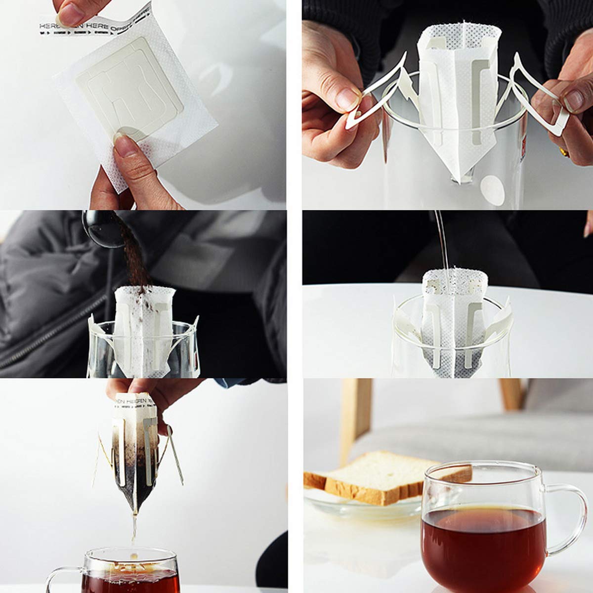 Ayevision 100Pcs Portable Coffee Filter Paper Bag Hanging Ear Drip Coffee Bag Single Serve Disposable Drip Coffee Filter Bag Per
