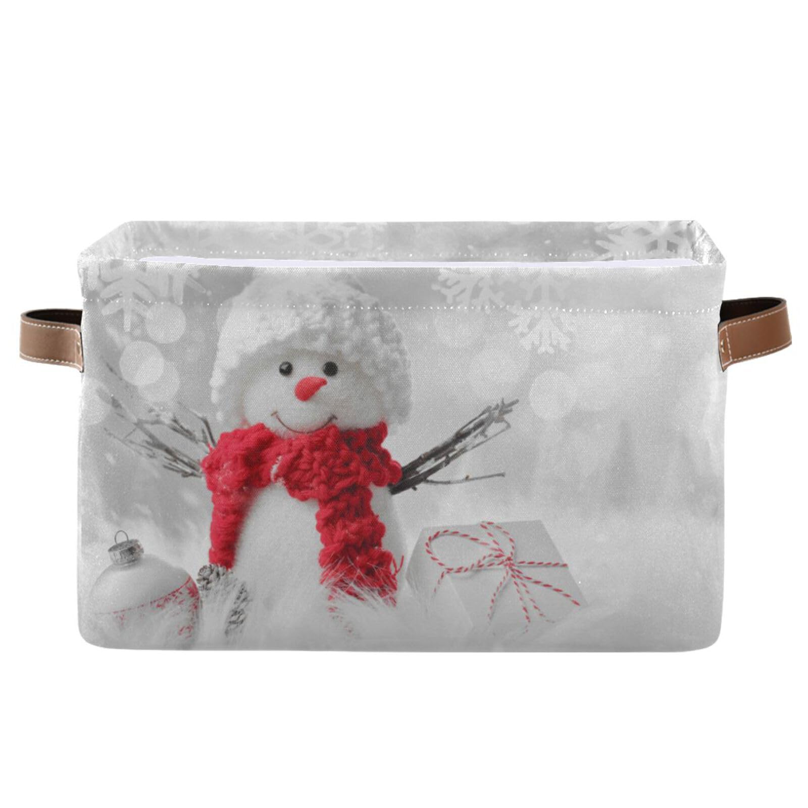 Senya Christmas Basket, Snowman In Winter Foldable Fabric Collapsible Storage Bins Organizer Bag For Storage Clothes