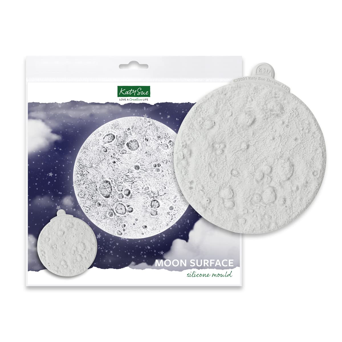 Katy Sue Moon Surface Texture Mat Silicone Mold For Space Themed Cake, Cookie Decorating, & Craft. Use With Fondant, Sugar Paste