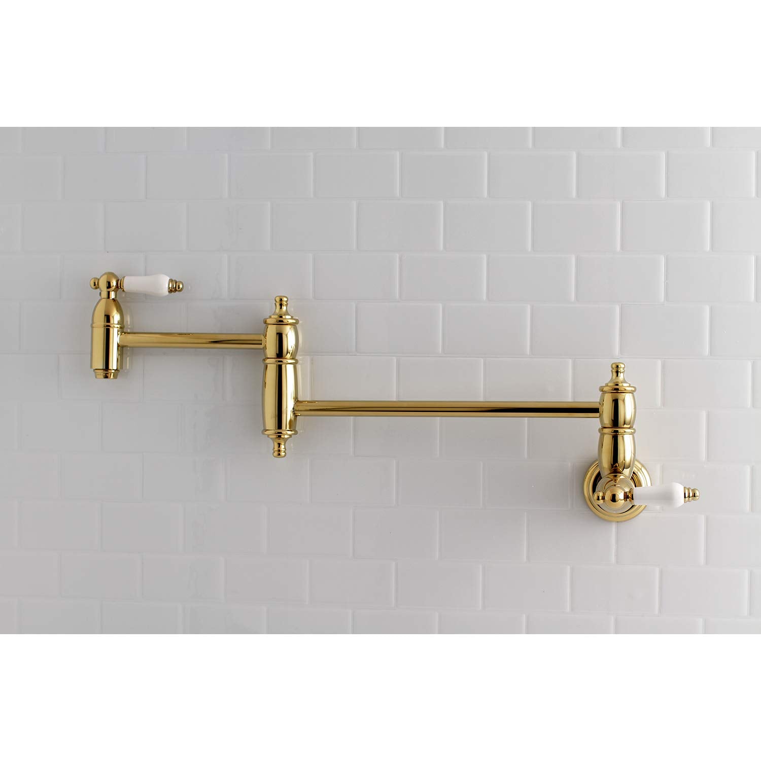 Kingston Brass Ks3102Pl Restoration Pot Filler, Polished Brass, 20 X 2.63 X 8