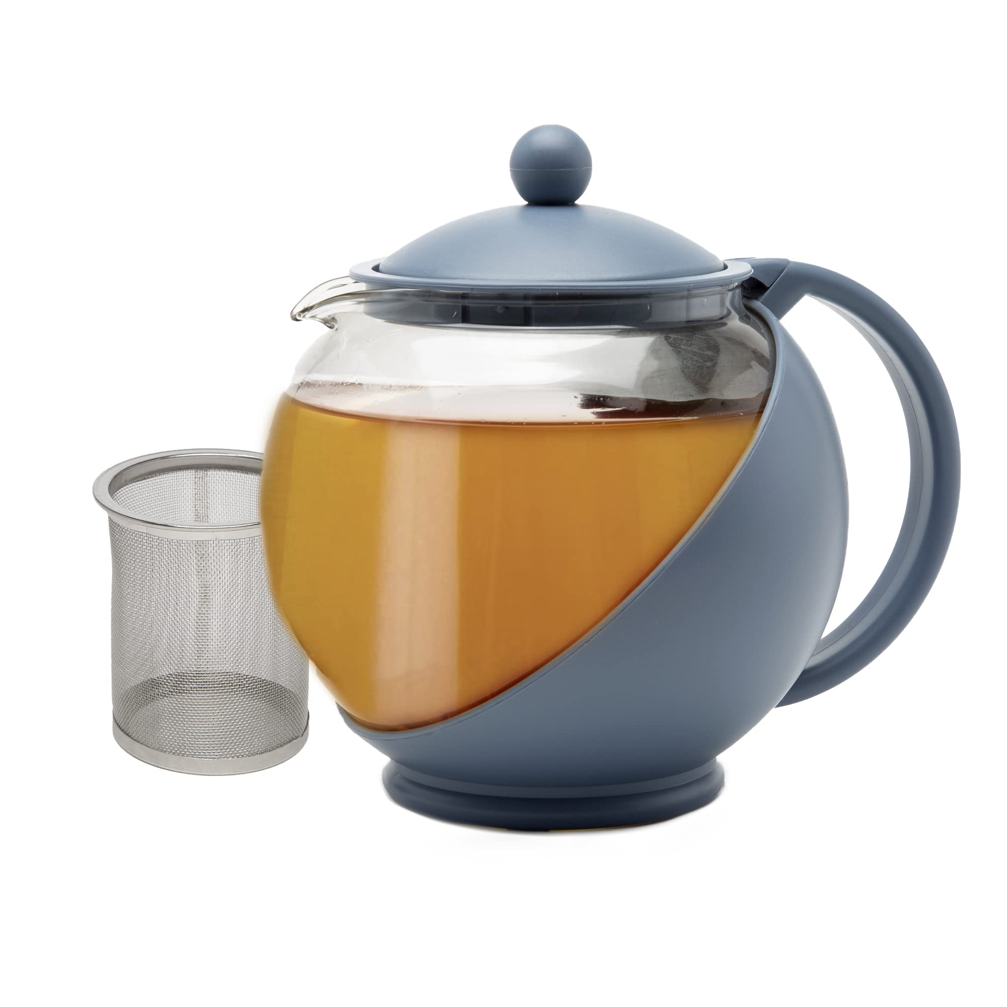 Primula Half Moon Teapot With Removable Infuser, Glass Tea Maker With Reusable Fine Mesh Stainless Steel Filter, Dishwasher Safe